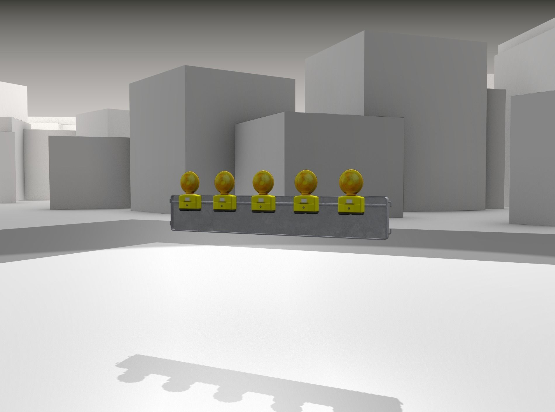 Construction Barrier 4 with warning lights 600-34 250x1600mm Low-poly 3D model_29