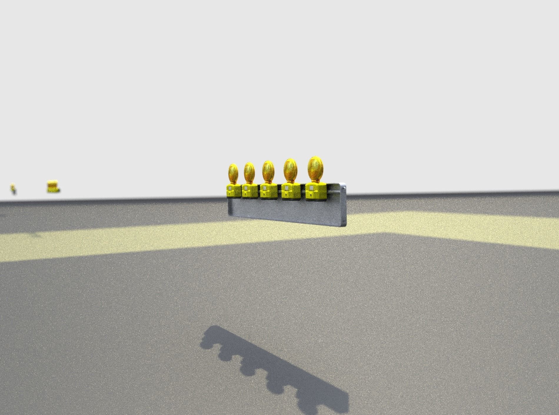 Construction Barrier 4 with warning lights 600-34 250x1600mm Low-poly 3D model_32