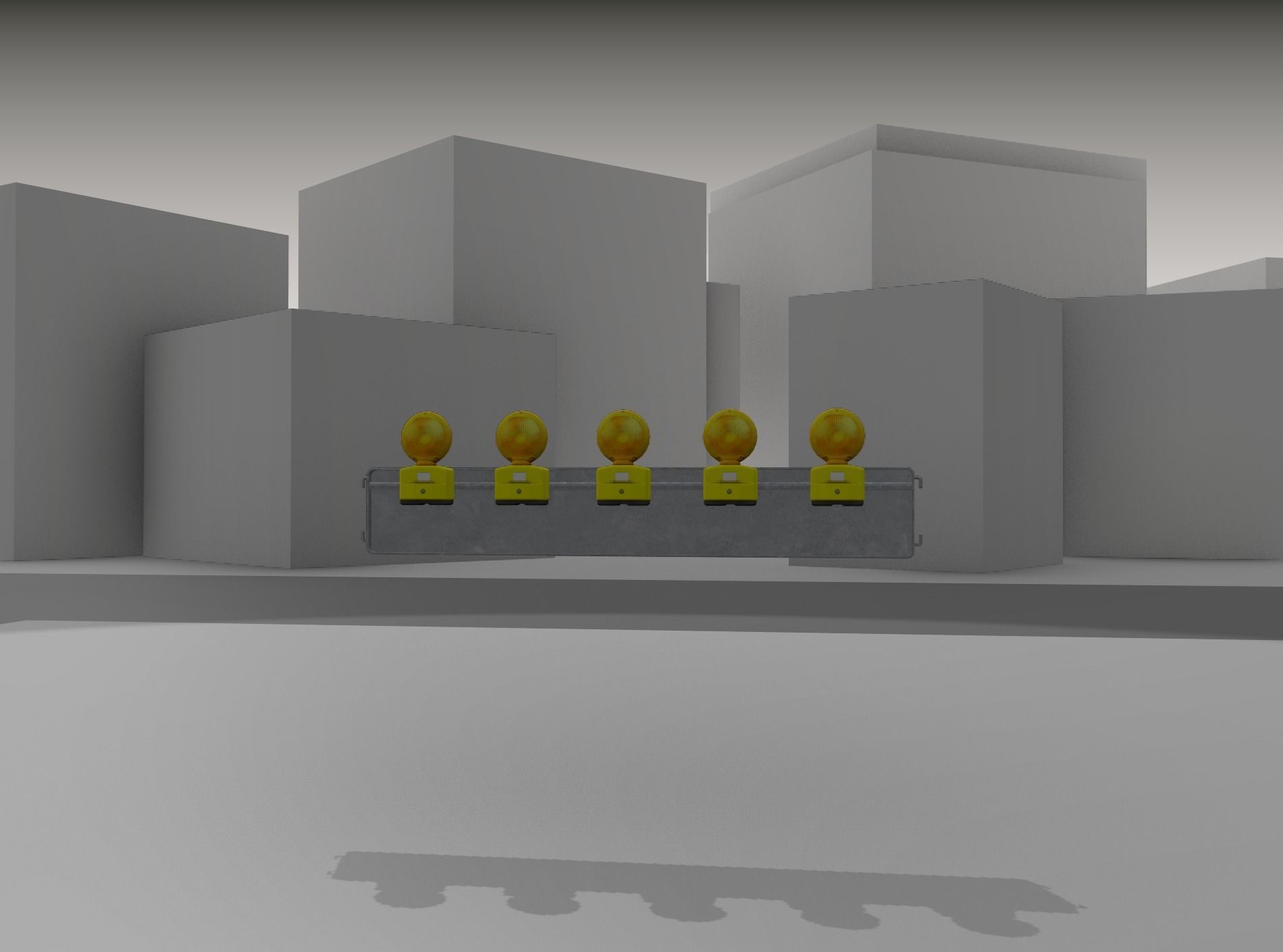 Construction Barrier 4 with warning lights 600-34 250x1600mm Low-poly 3D model_27