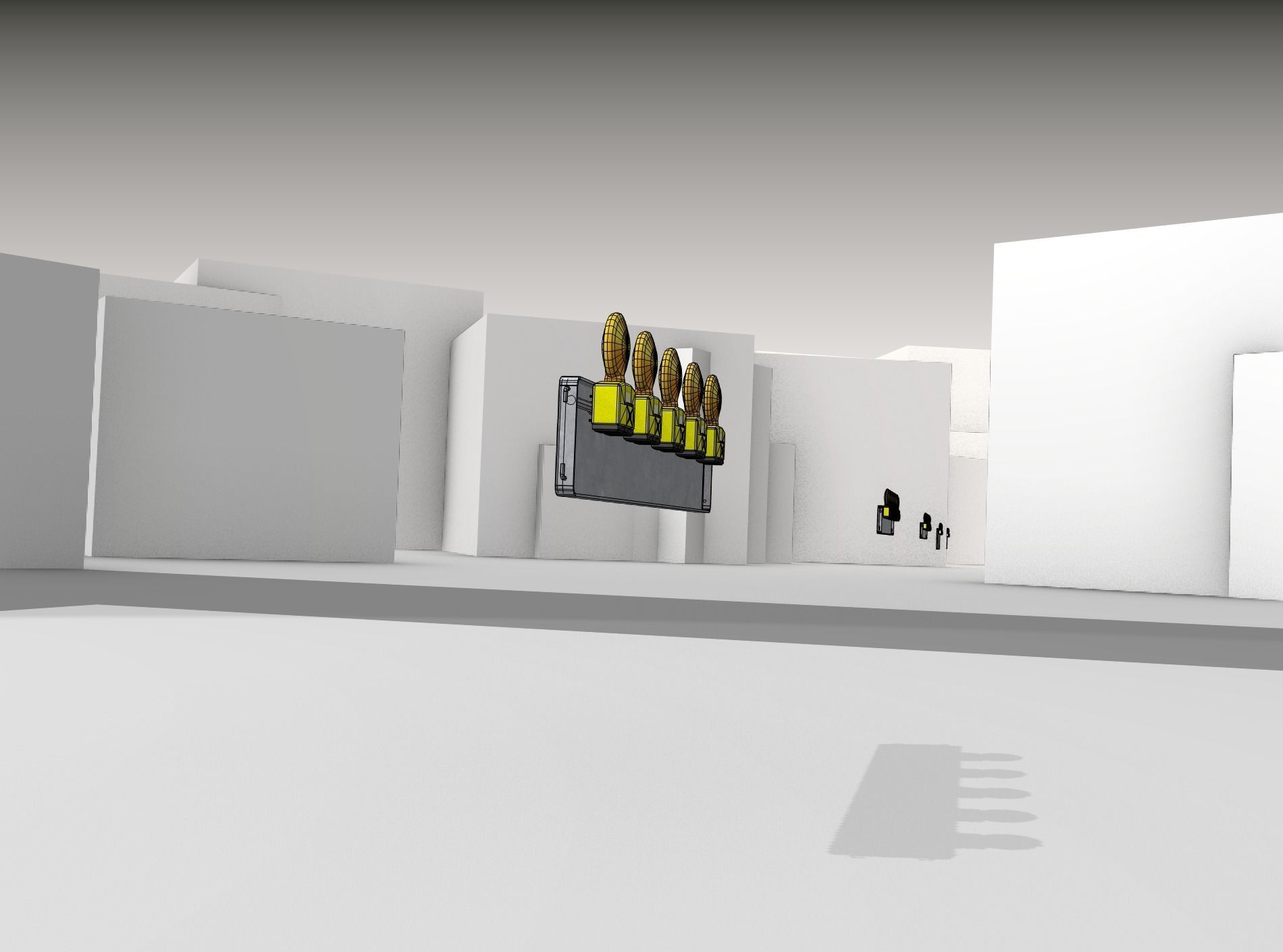 Construction Barrier 4 with warning lights 600-34 250x1600mm Low-poly 3D model_15