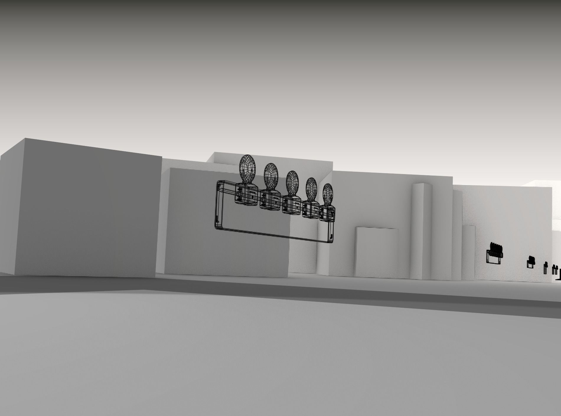 Construction Barrier 4 with warning lights 600-34 250x1600mm Low-poly 3D model_17