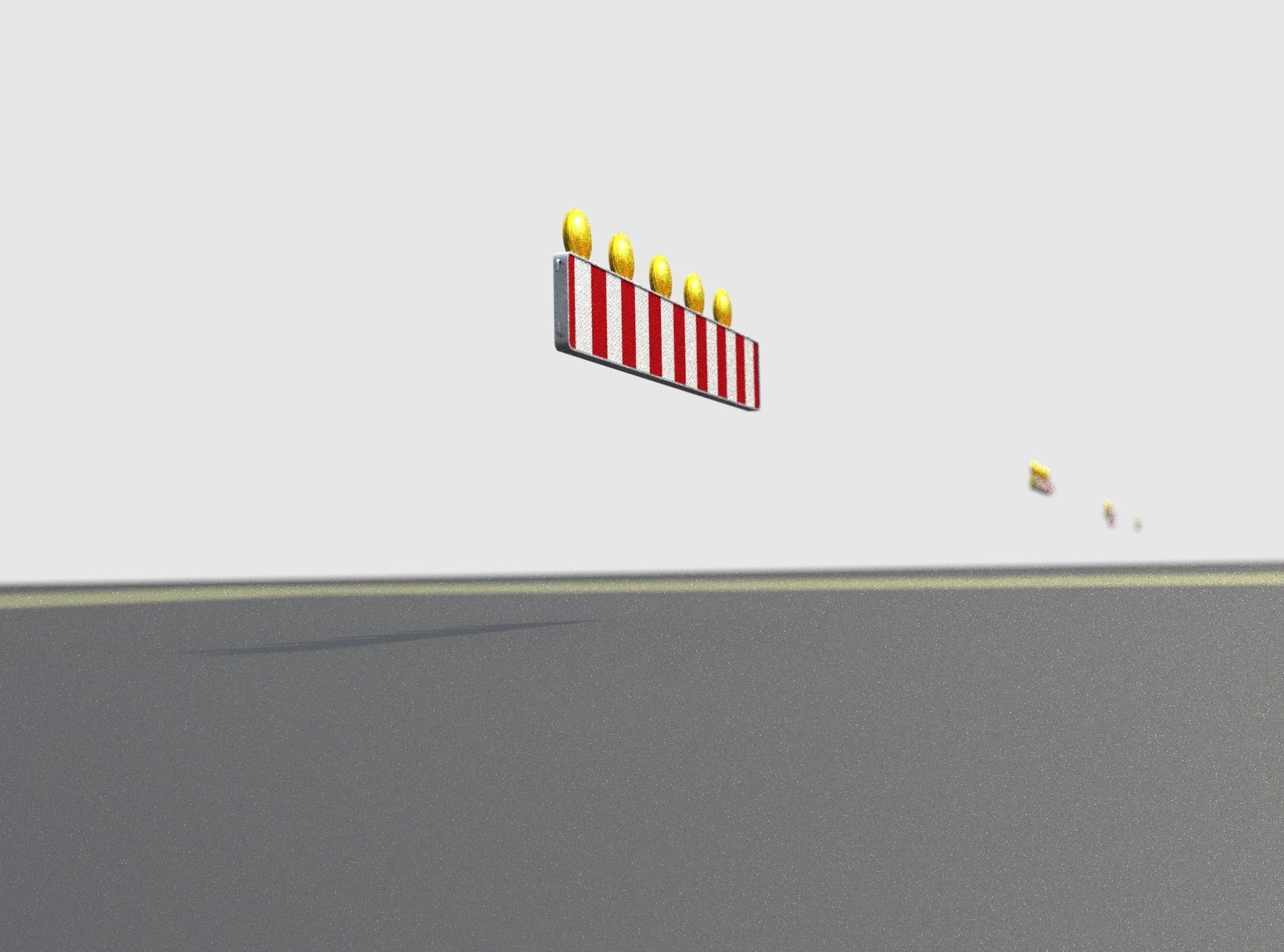 Construction Barrier 4 with warning lights 600-34 250x1600mm Low-poly 3D model_38