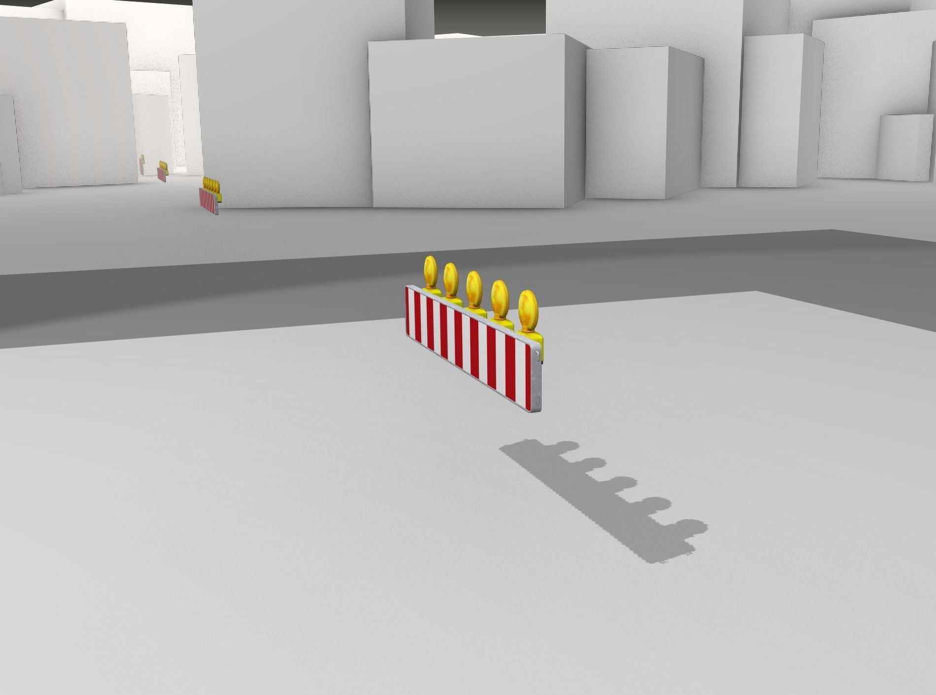 Construction Barrier 4 with warning lights 600-34 250x1600mm Low-poly 3D model_11