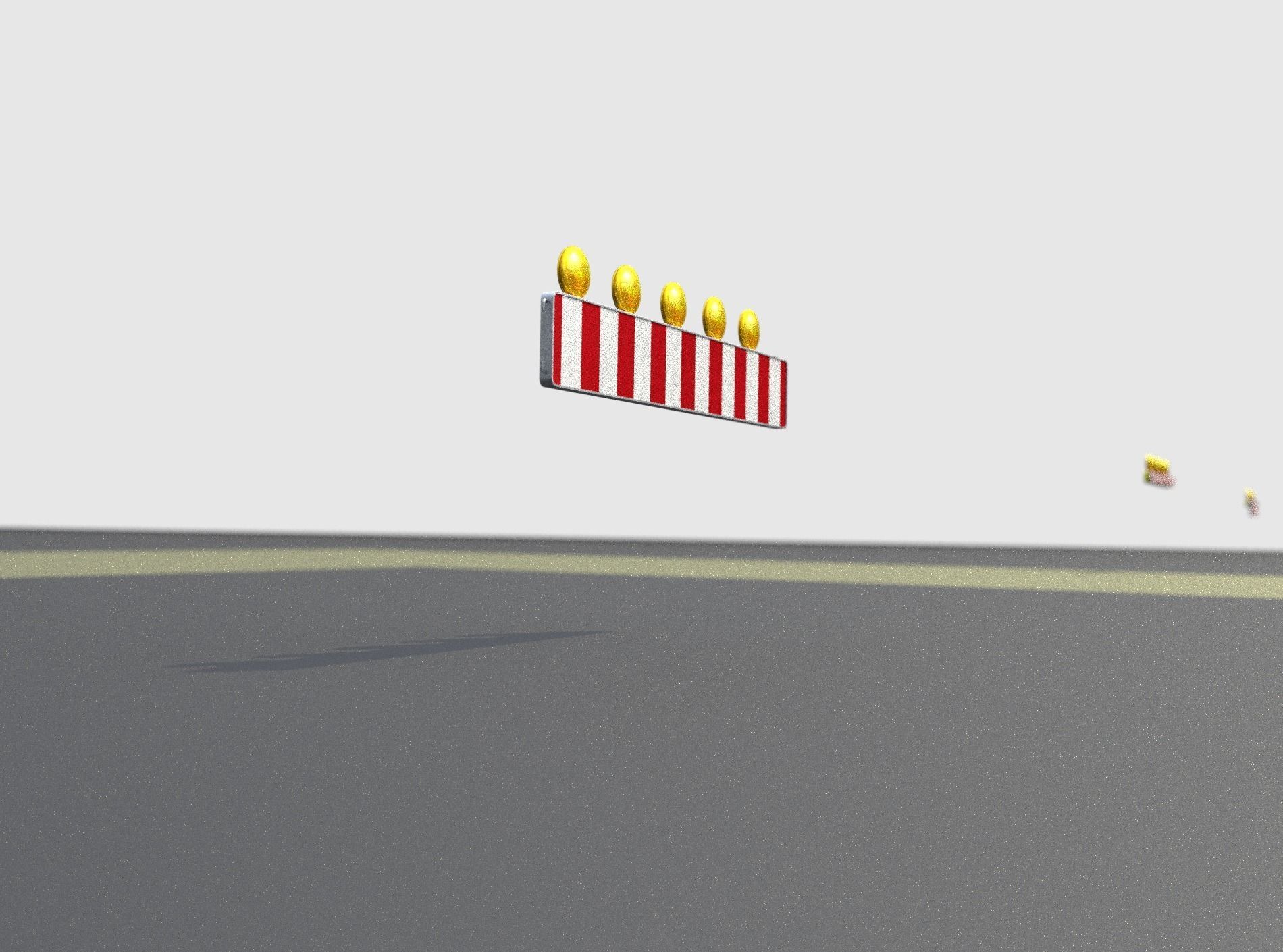 Construction Barrier 4 with warning lights 600-34 250x1600mm Low-poly 3D model_40