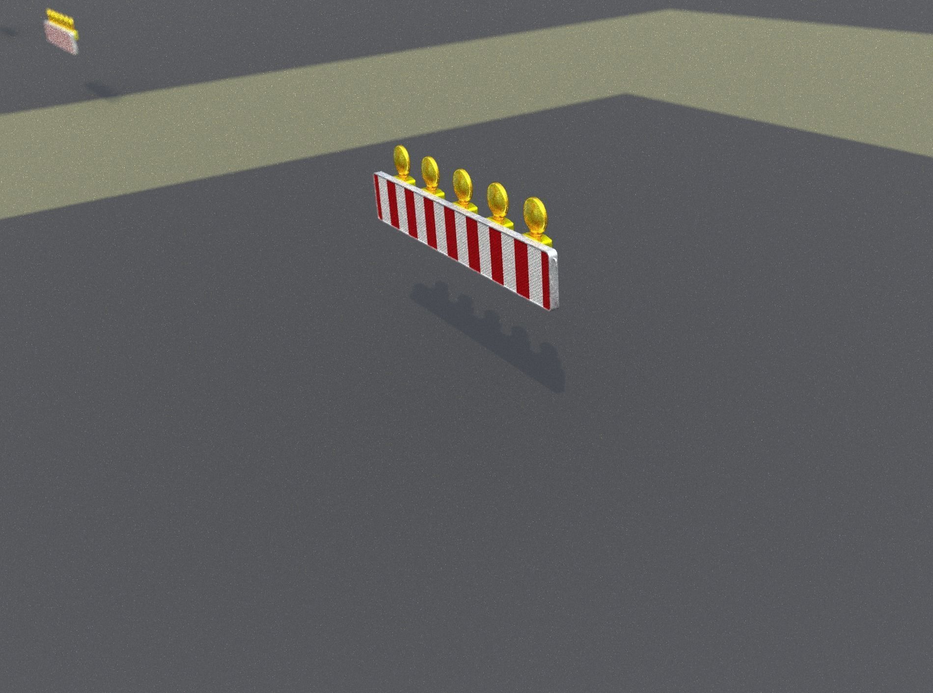 Construction Barrier 4 with warning lights 600-34 250x1600mm Low-poly 3D model_10