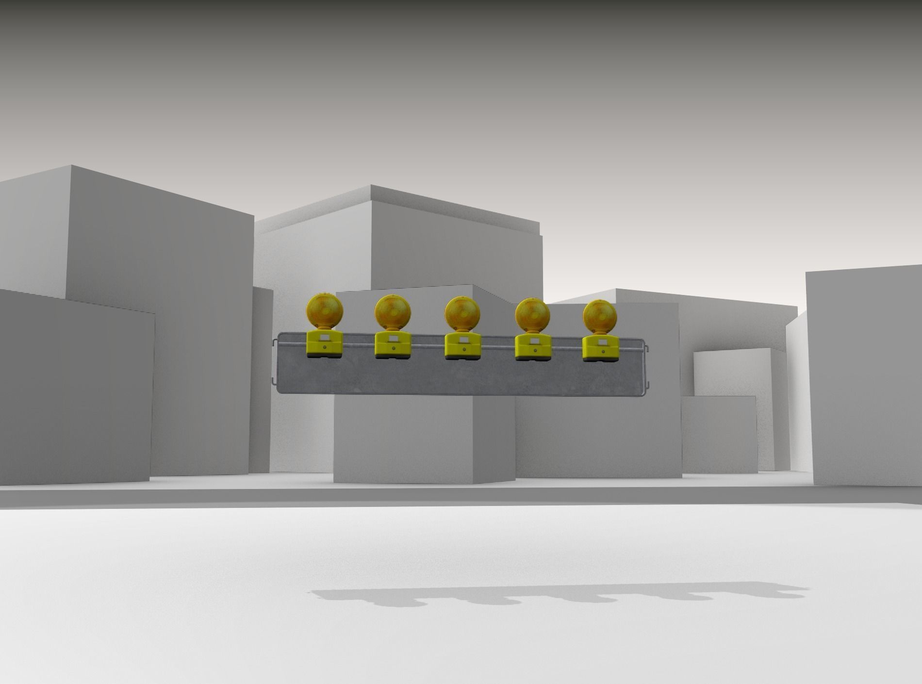 Construction Barrier 4 with warning lights 600-34 250x1600mm Low-poly 3D model_25