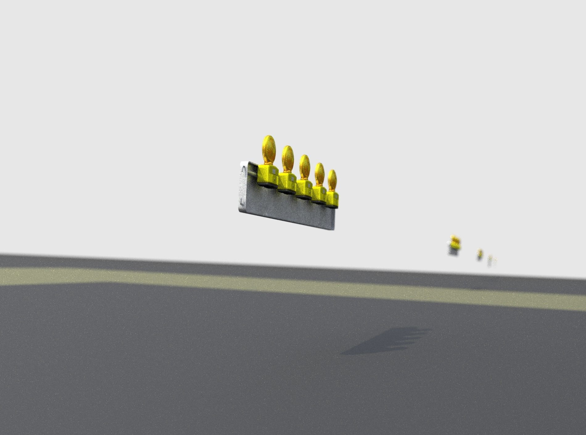Construction Barrier 4 with warning lights 600-34 250x1600mm Low-poly 3D model_16