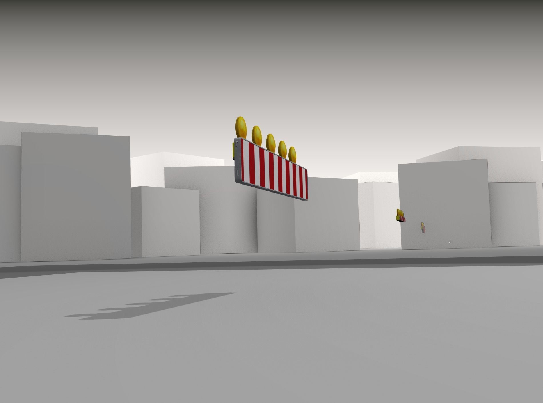 Construction Barrier 4 with warning lights 600-34 250x1600mm Low-poly 3D model_37