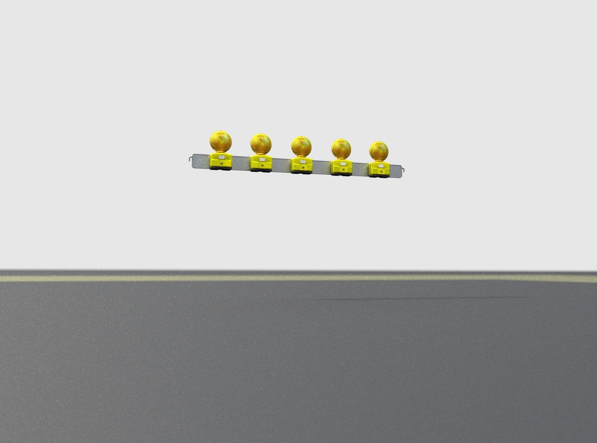 Construction Barrier 4 with warning lights 600-32 100x1600mm Low-poly 3D model_24