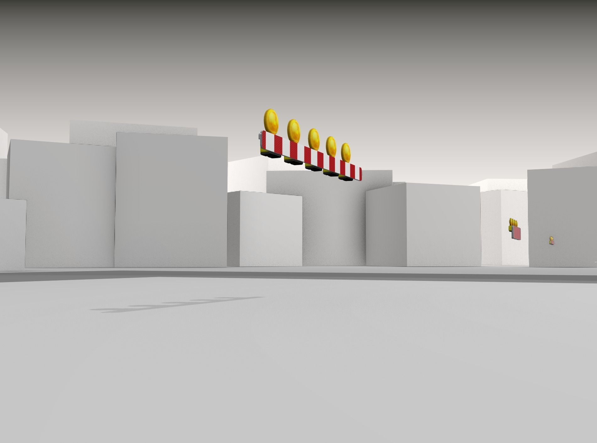 Construction Barrier 4 with warning lights 600-32 100x1600mm Low-poly 3D model_39