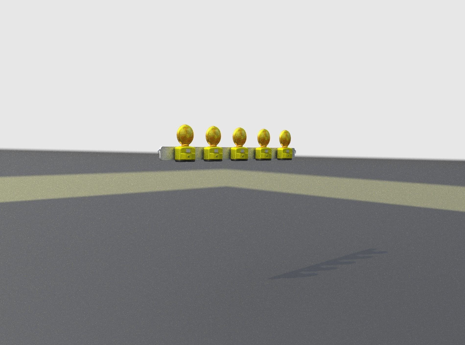 Construction Barrier 4 with warning lights 600-32 100x1600mm Low-poly 3D model_20