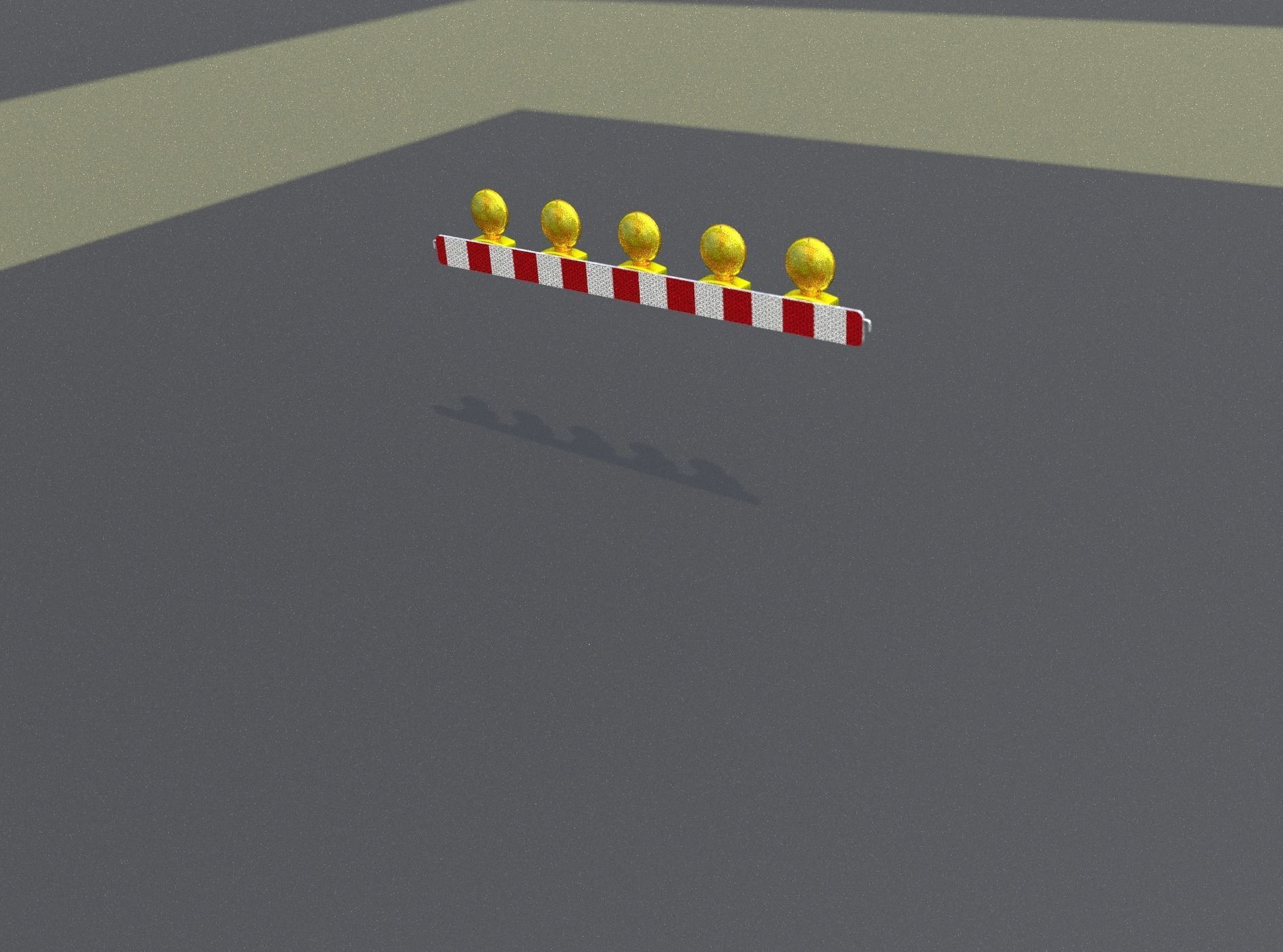 Construction Barrier 4 with warning lights 600-32 100x1600mm Low-poly 3D model_8