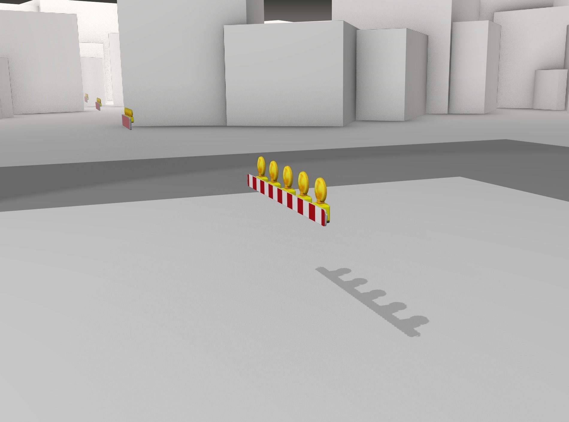 Construction Barrier 4 with warning lights 600-32 100x1600mm Low-poly 3D model_11
