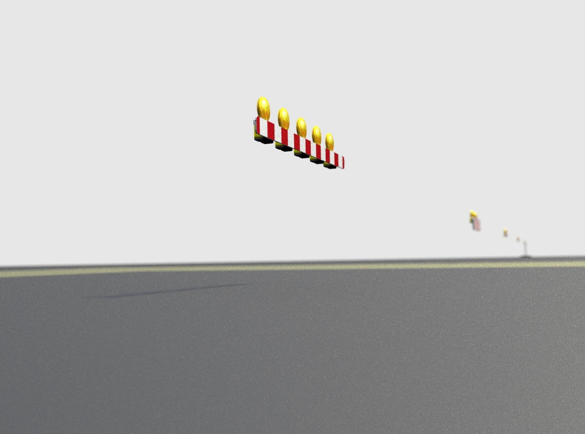 Construction Barrier 4 with warning lights 600-32 100x1600mm Low-poly 3D model_38