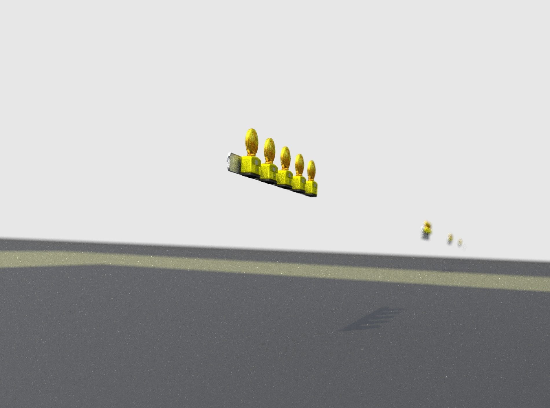 Construction Barrier 4 with warning lights 600-32 100x1600mm Low-poly 3D model_16