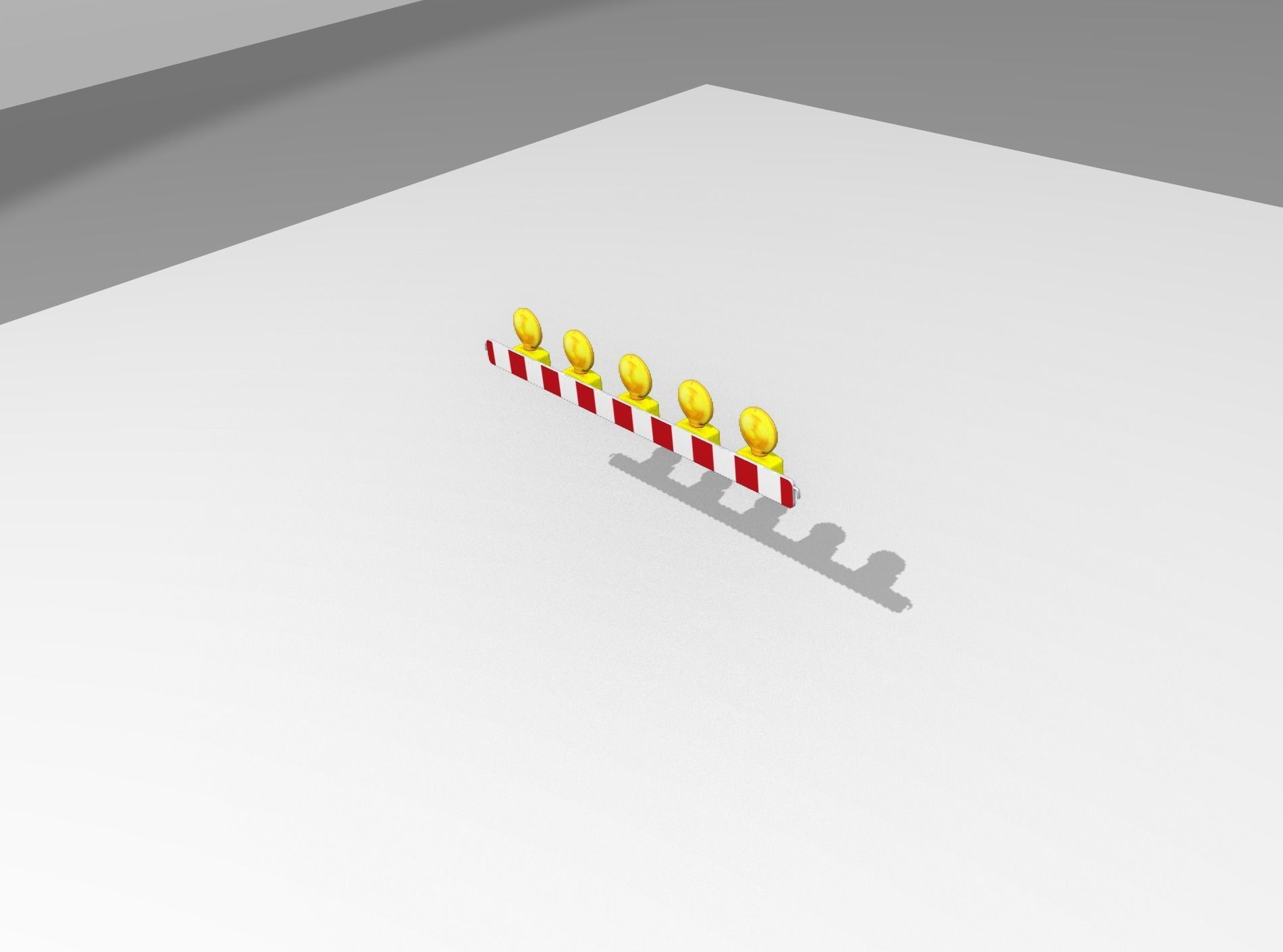 Construction Barrier 4 with warning lights 600-32 100x1600mm Low-poly 3D model_9