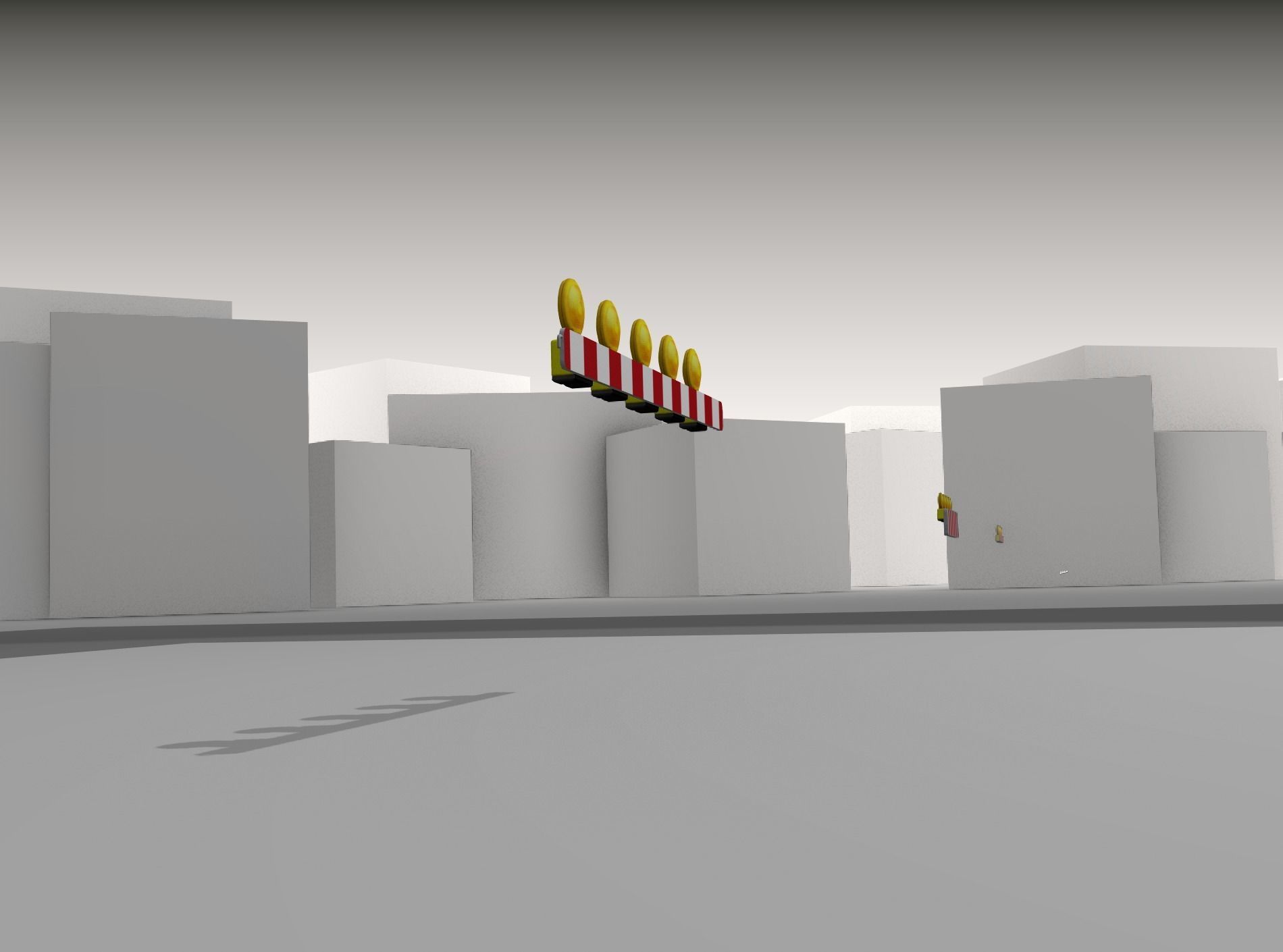 Construction Barrier 4 with warning lights 600-32 100x1600mm Low-poly 3D model_37