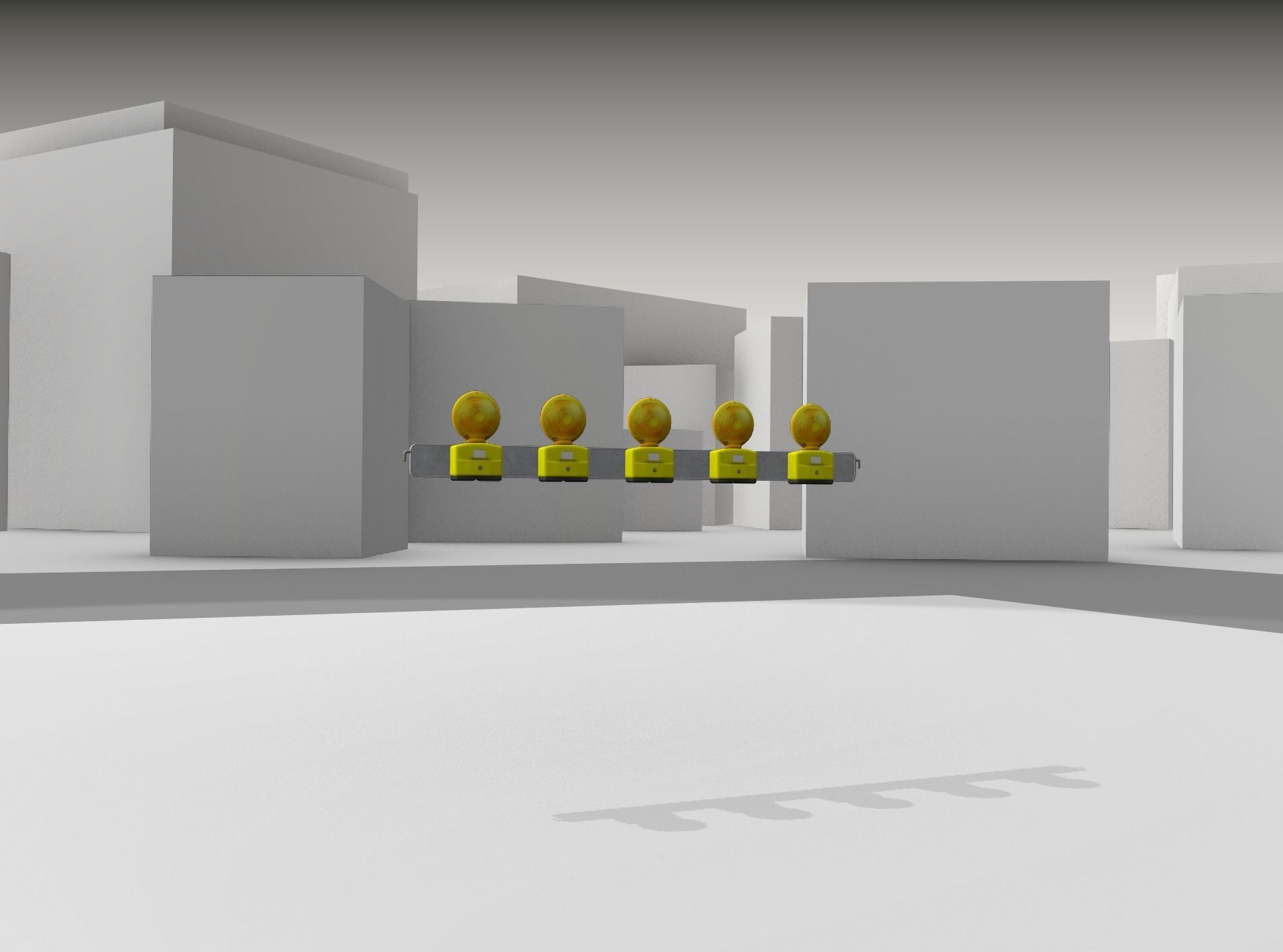 Construction Barrier 4 with warning lights 600-32 100x1600mm Low-poly 3D model_23