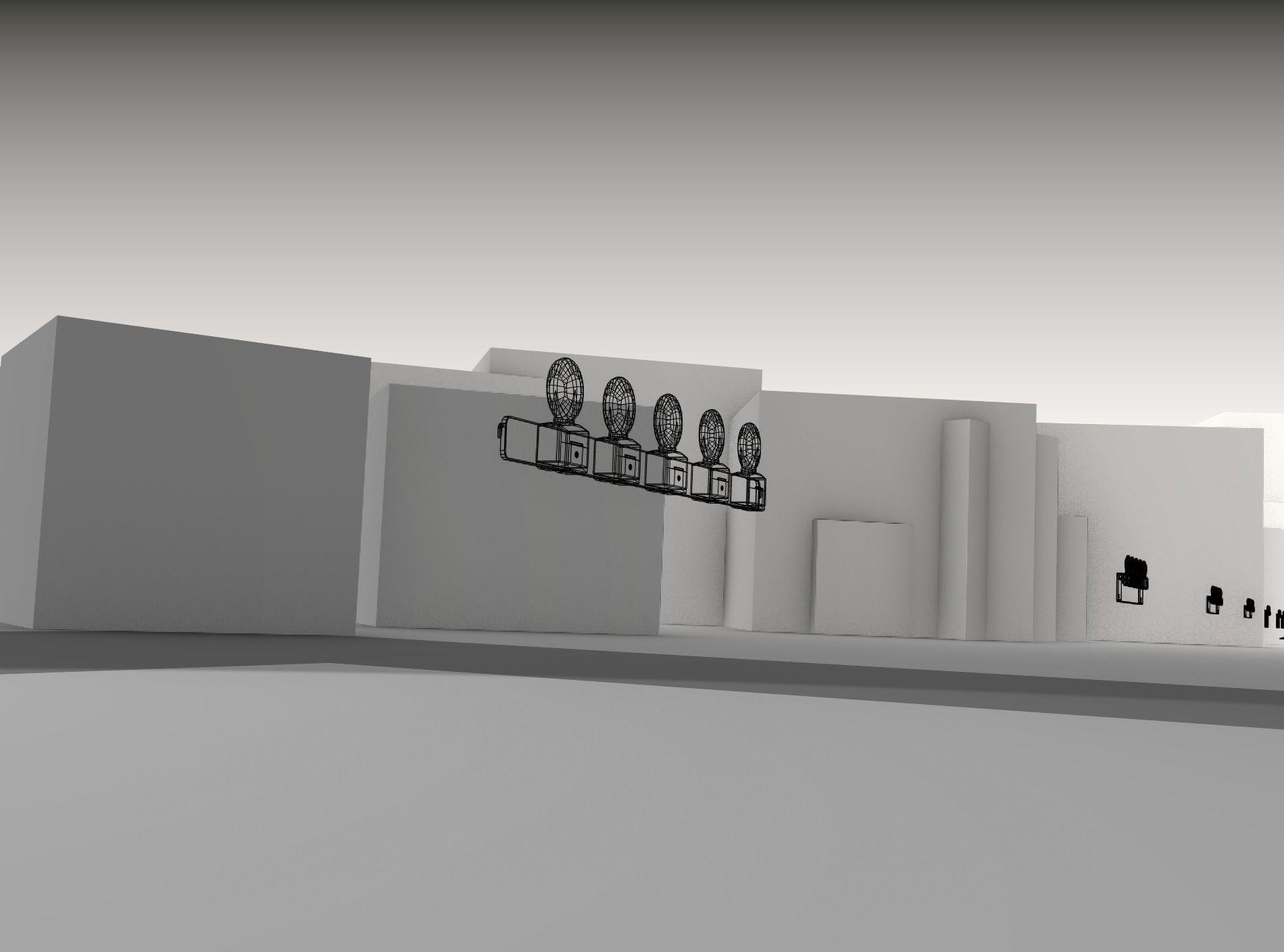 Construction Barrier 4 with warning lights 600-32 100x1600mm Low-poly 3D model_17