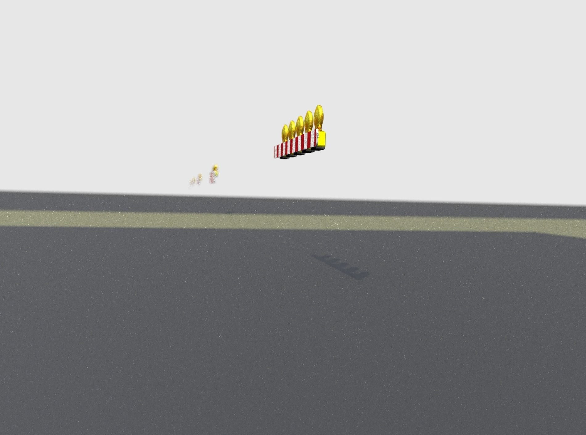 Construction Barrier 4 with warning lights 600-32 100x1600mm Low-poly 3D model_12