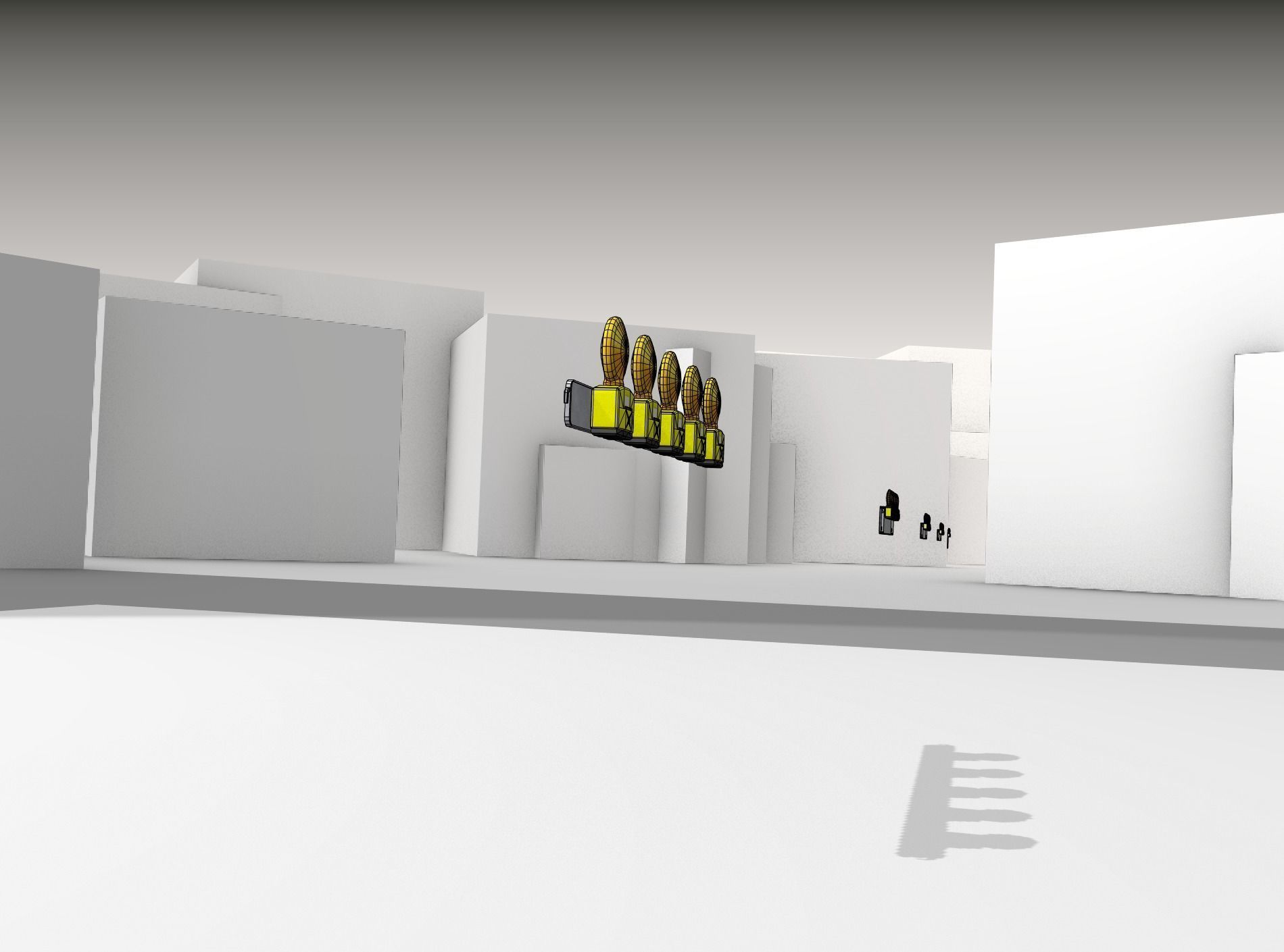 Construction Barrier 4 with warning lights 600-32 100x1600mm Low-poly 3D model_15