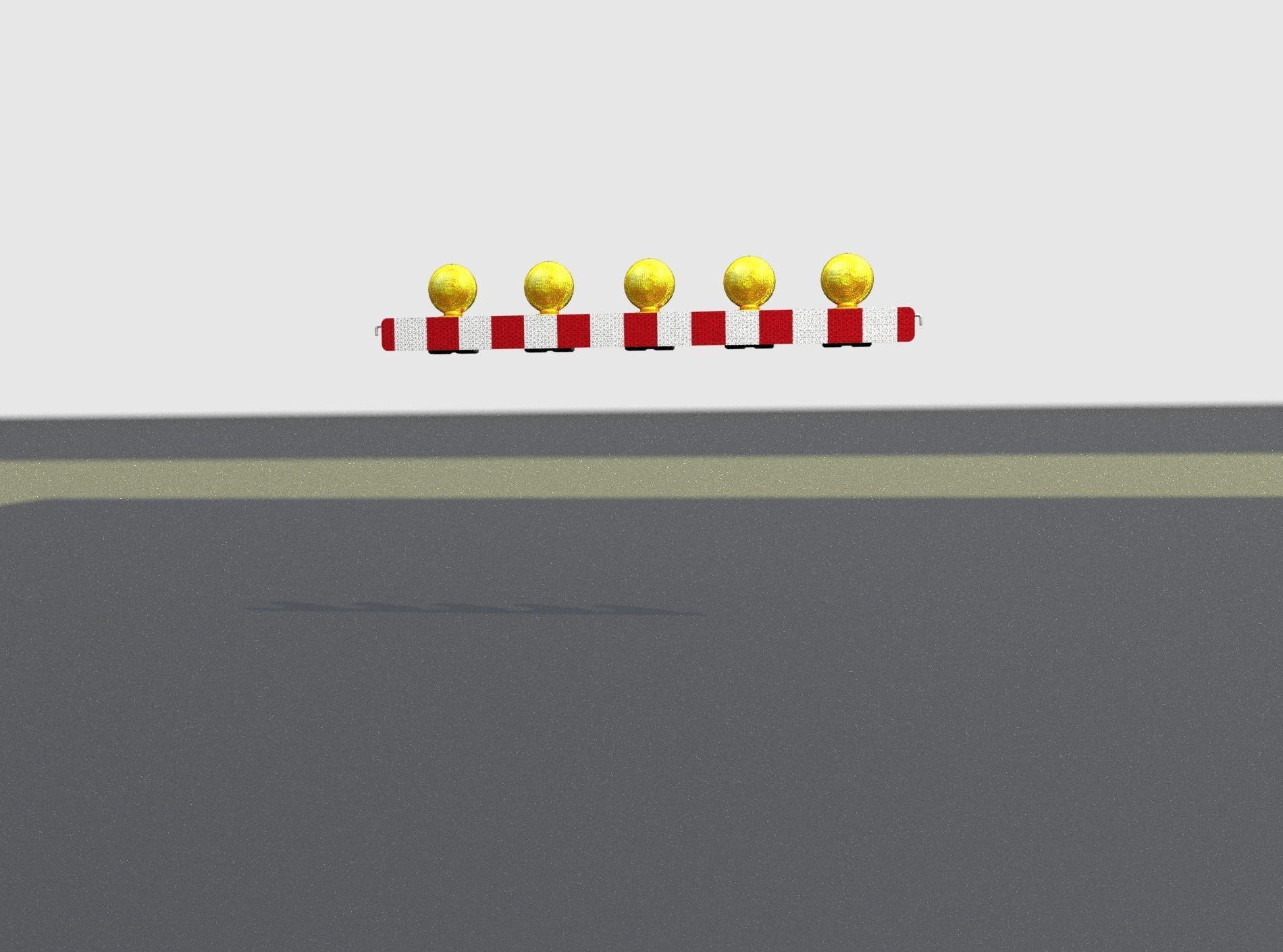 Construction Barrier 4 with warning lights 600-32 100x1600mm Low-poly 3D model_5