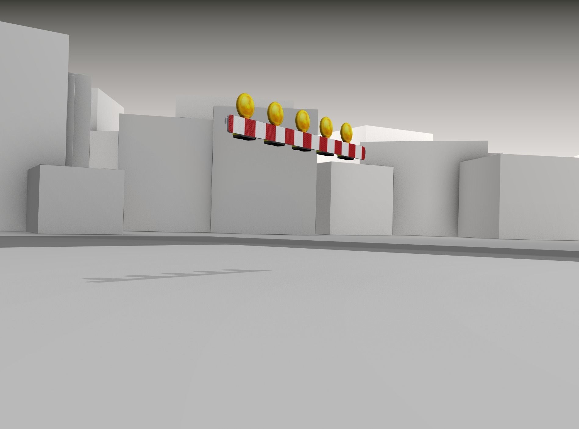 Construction Barrier 4 with warning lights 600-32 100x1600mm Low-poly 3D model_41