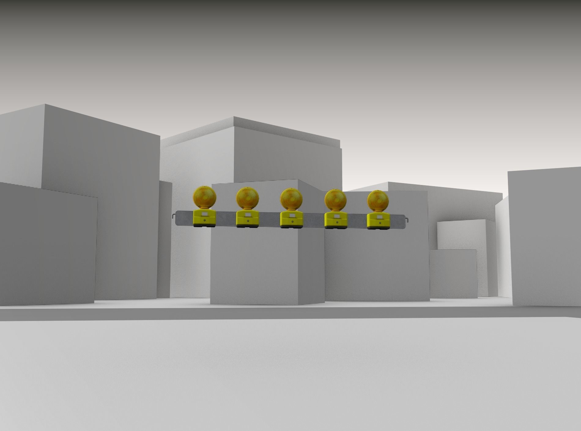 Construction Barrier 4 with warning lights 600-32 100x1600mm Low-poly 3D model_25