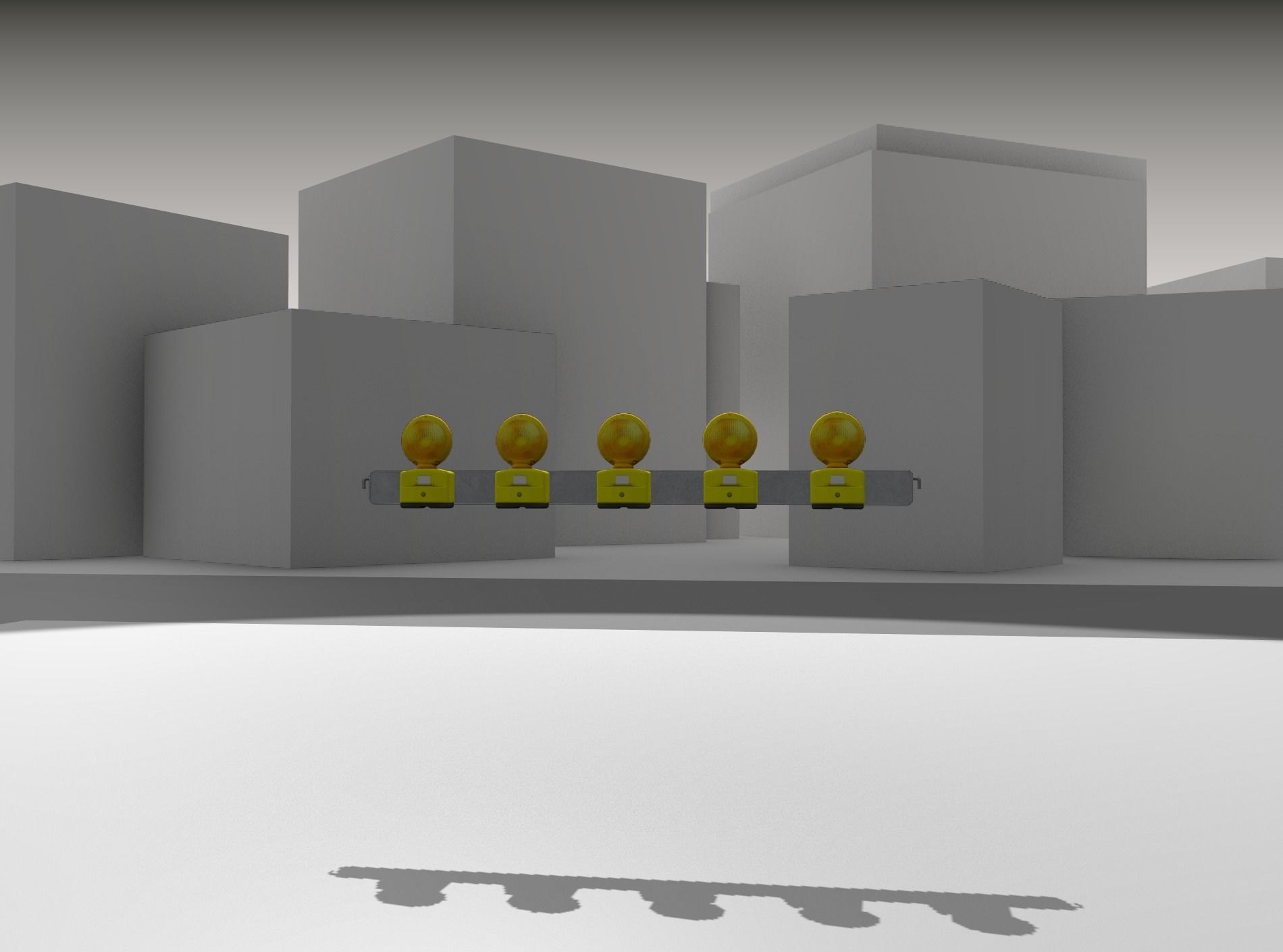 Construction Barrier 4 with warning lights 600-32 100x1600mm Low-poly 3D model_27