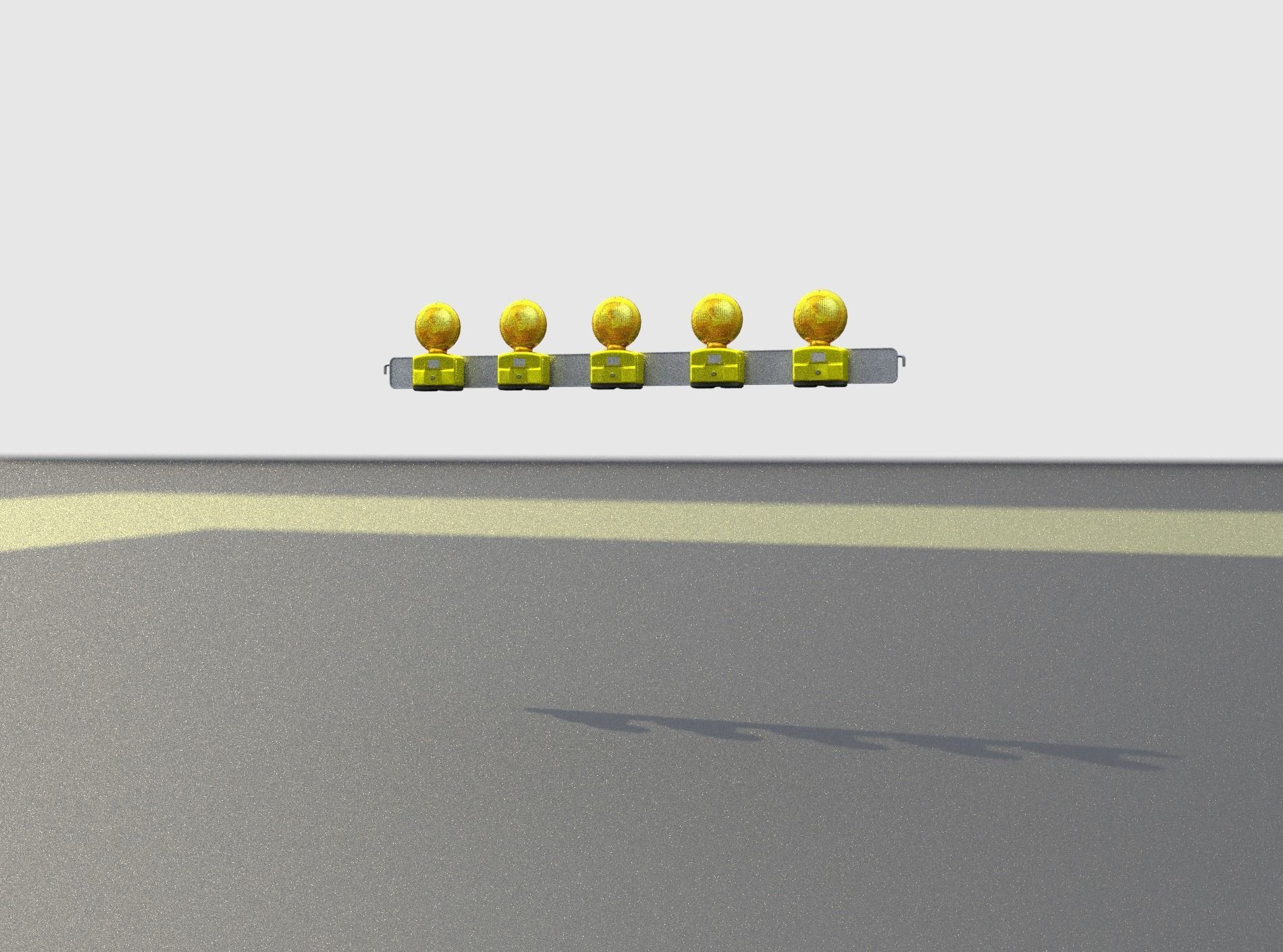 Construction Barrier 4 with warning lights 600-32 100x1600mm Low-poly 3D model_28