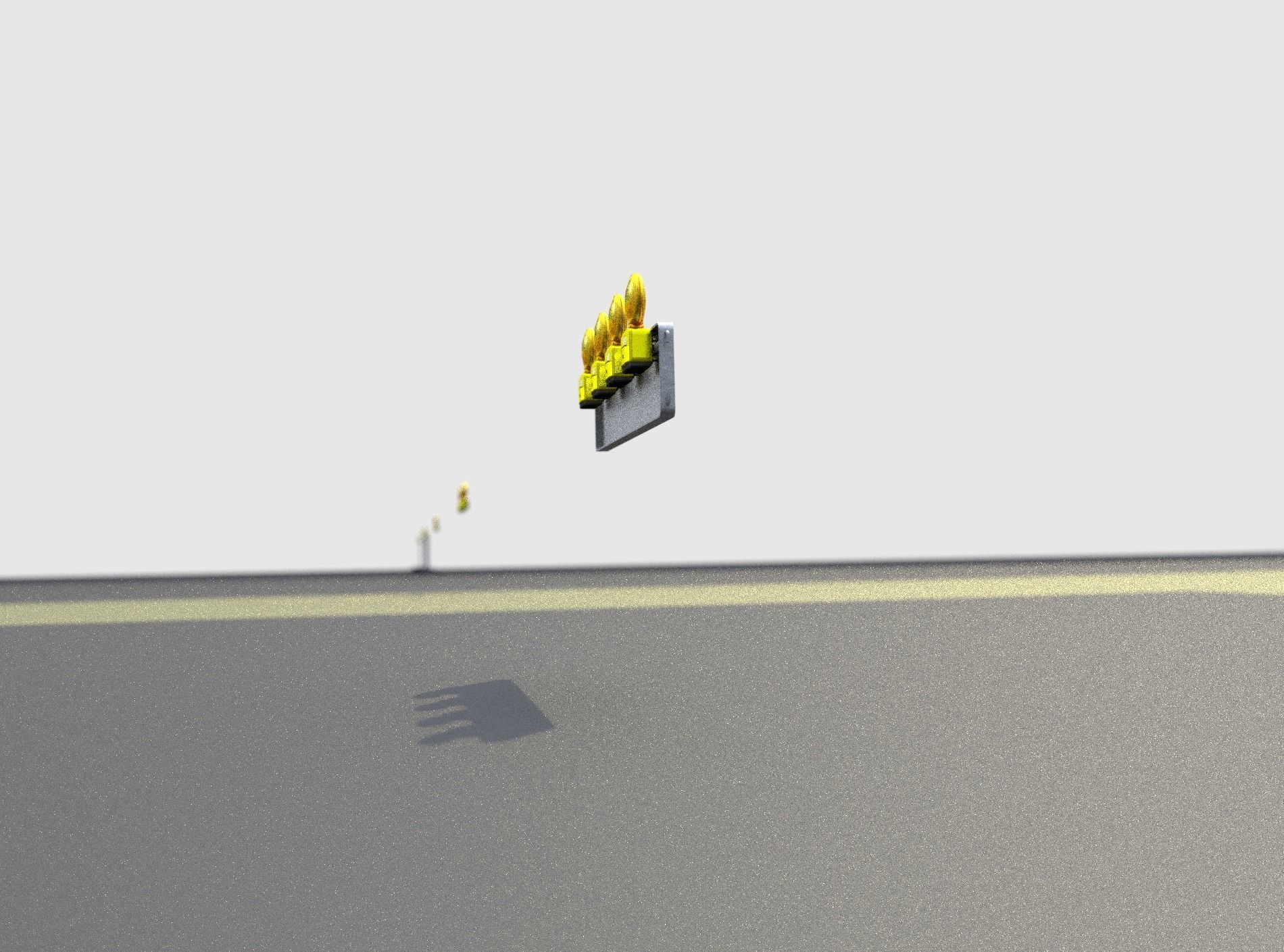 Construction Barrier 4 with warning lights 600-33 250x1200mm Low-poly 3D model_34