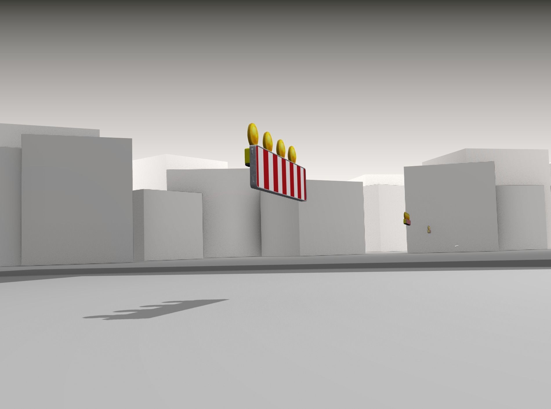 Construction Barrier 4 with warning lights 600-33 250x1200mm Low-poly 3D model_37