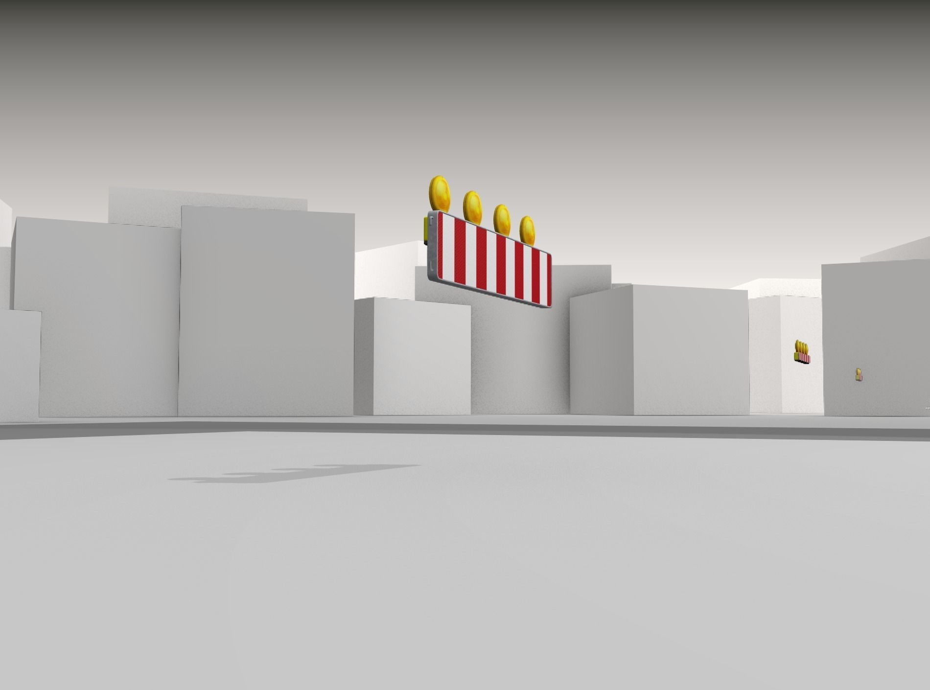 Construction Barrier 4 with warning lights 600-33 250x1200mm Low-poly 3D model_39