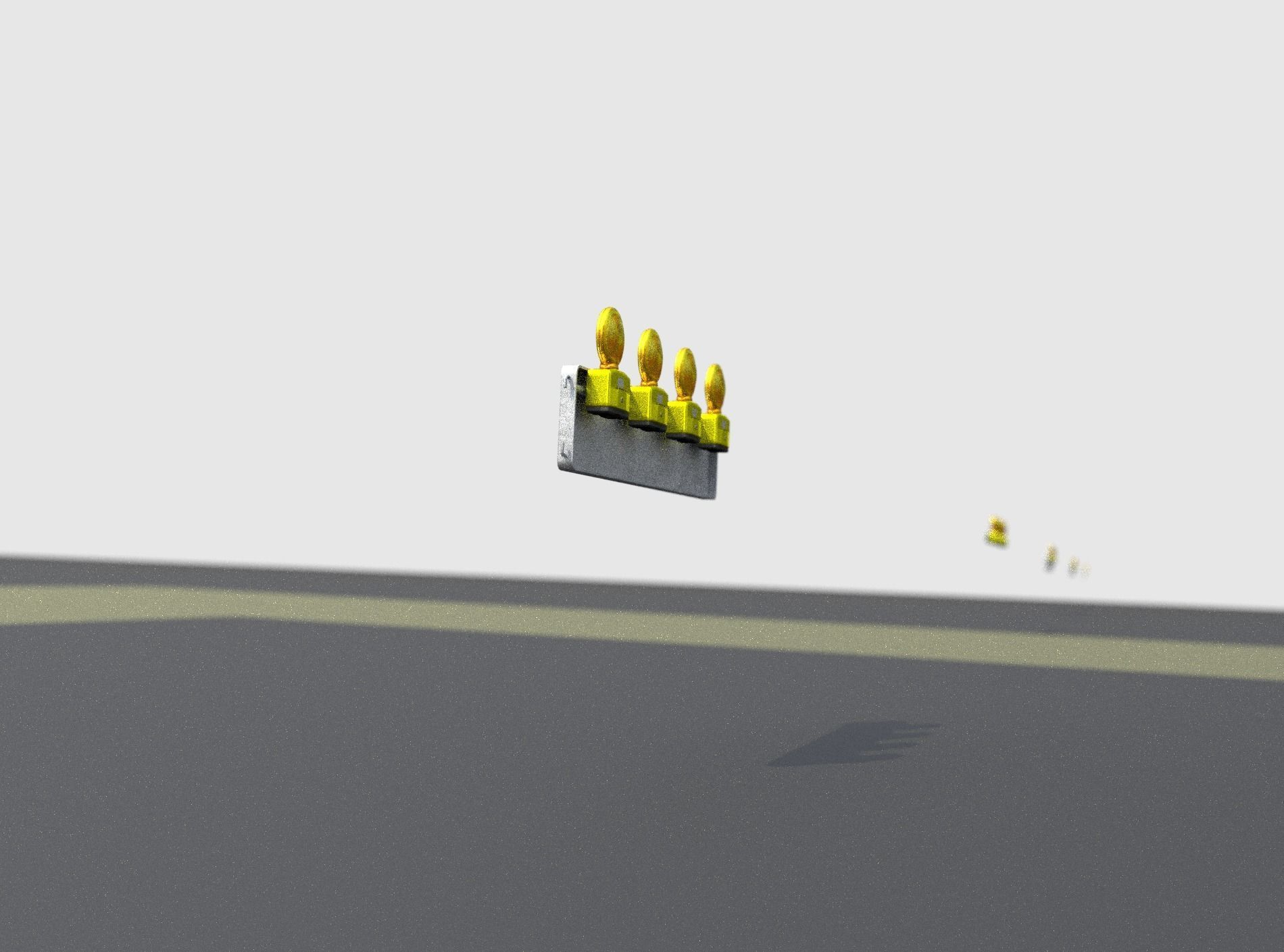 Construction Barrier 4 with warning lights 600-33 250x1200mm Low-poly 3D model_16