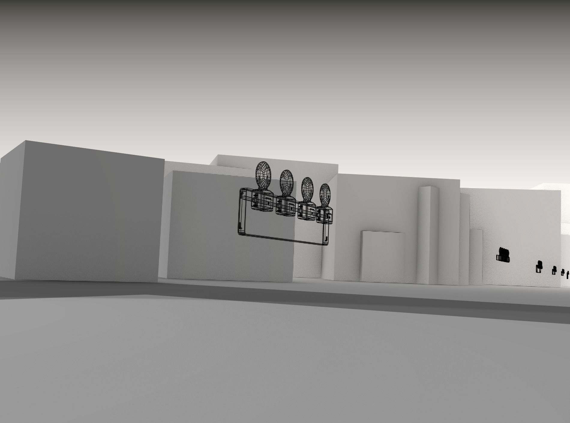 Construction Barrier 4 with warning lights 600-33 250x1200mm Low-poly 3D model_17