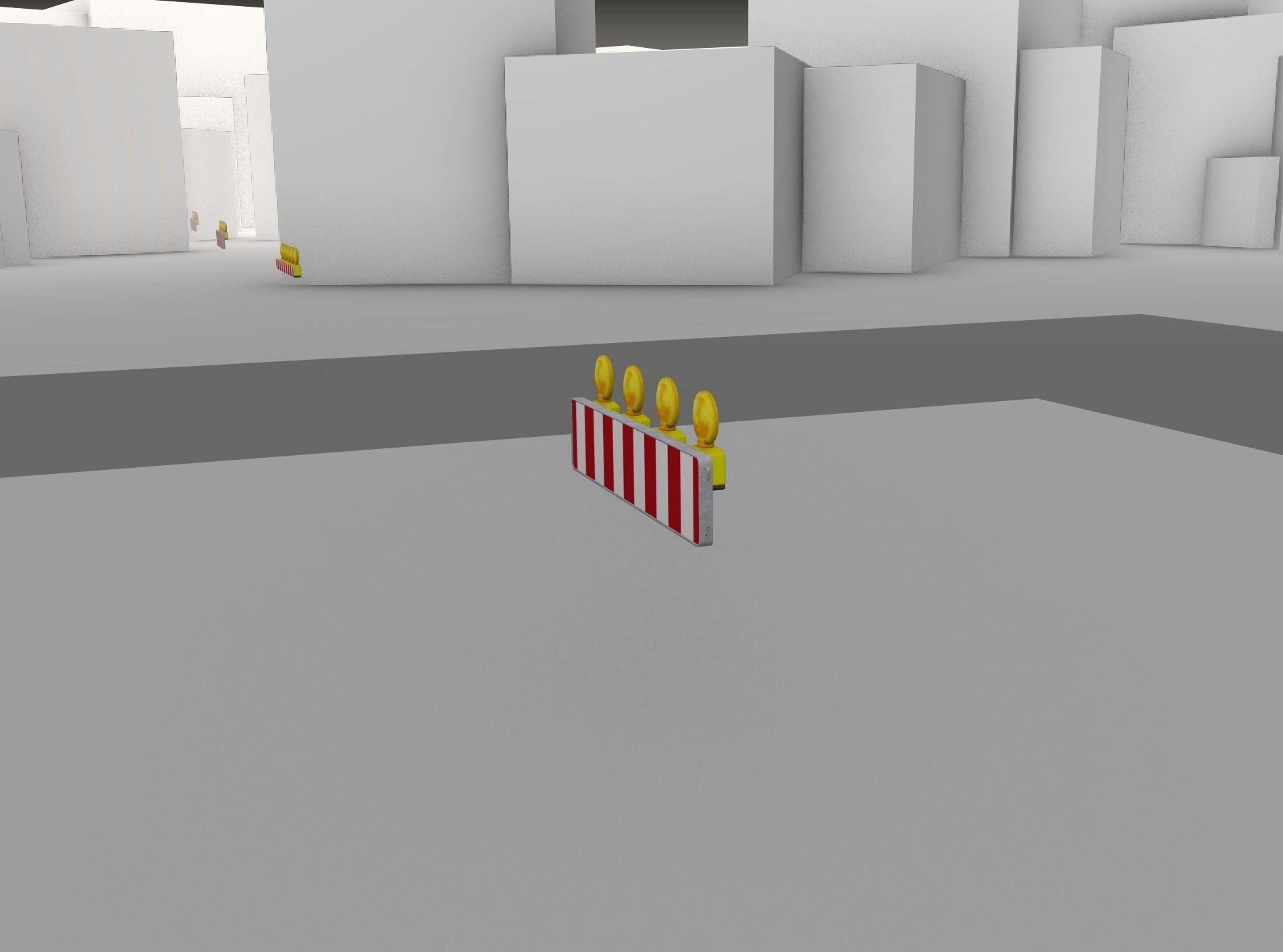 Construction Barrier 4 with warning lights 600-33 250x1200mm Low-poly 3D model_11