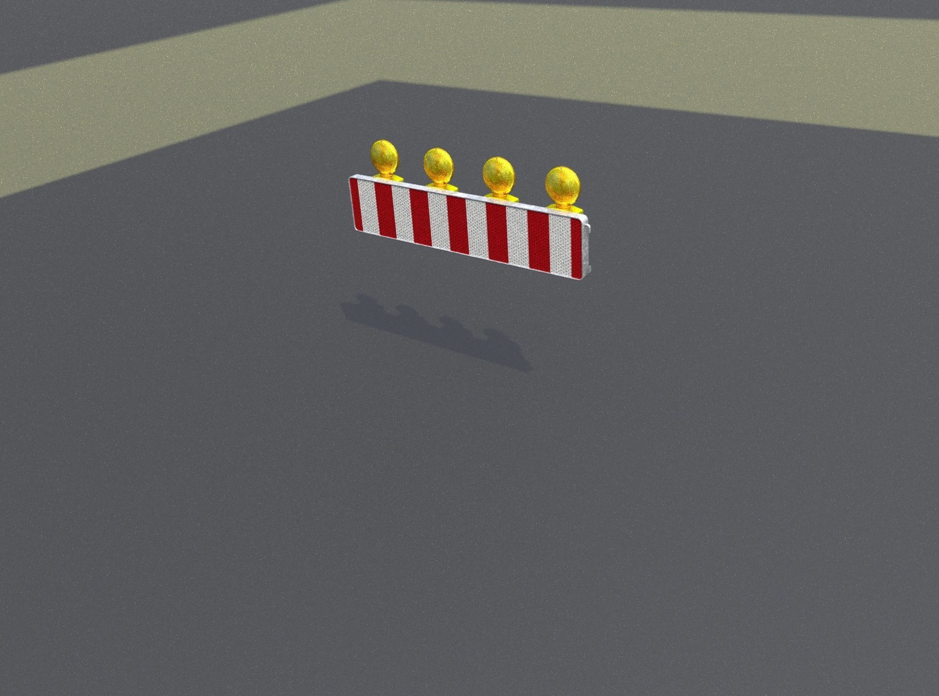 Construction Barrier 4 with warning lights 600-33 250x1200mm Low-poly 3D model_8