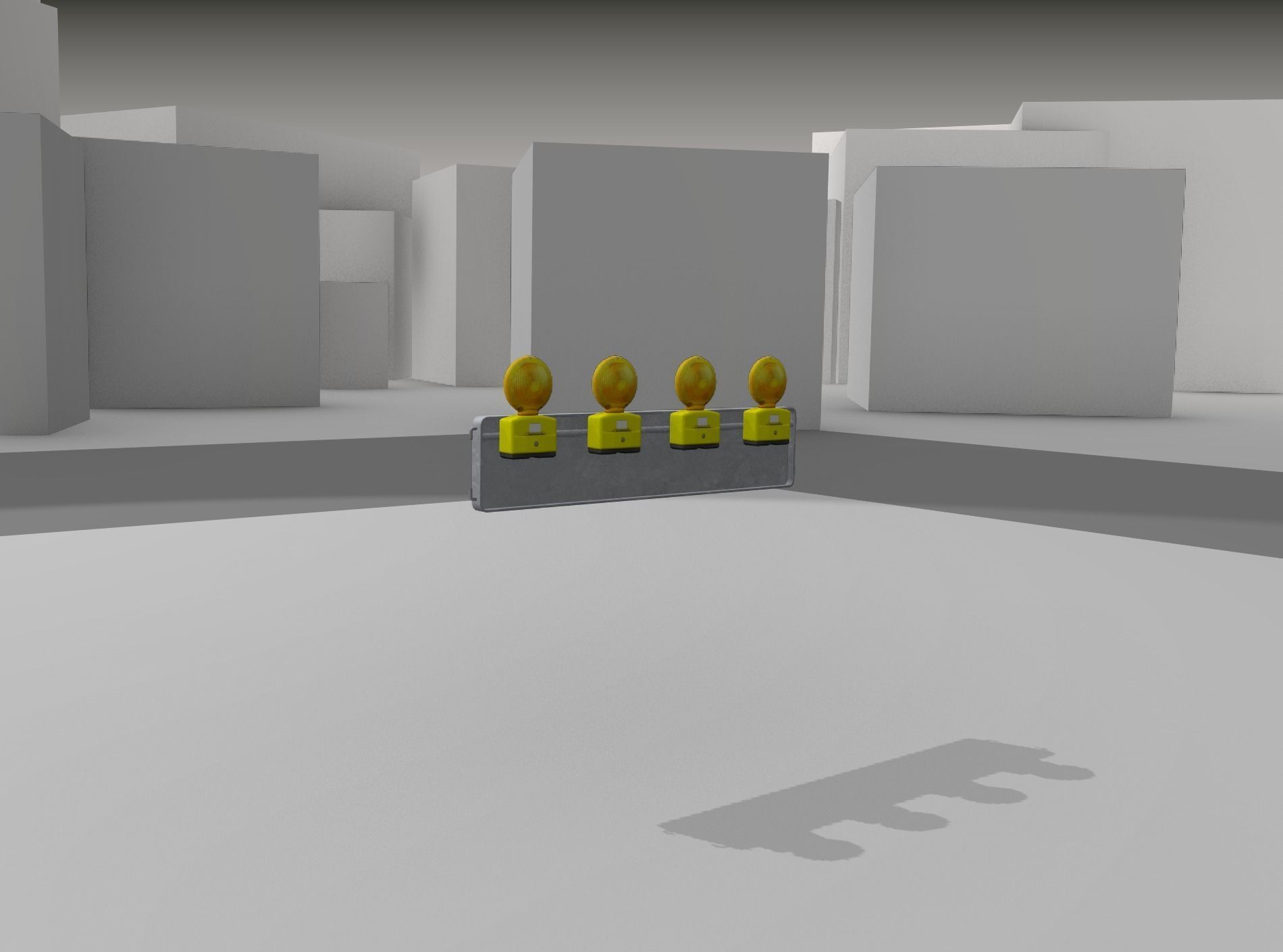 Construction Barrier 4 with warning lights 600-33 250x1200mm Low-poly 3D model_21