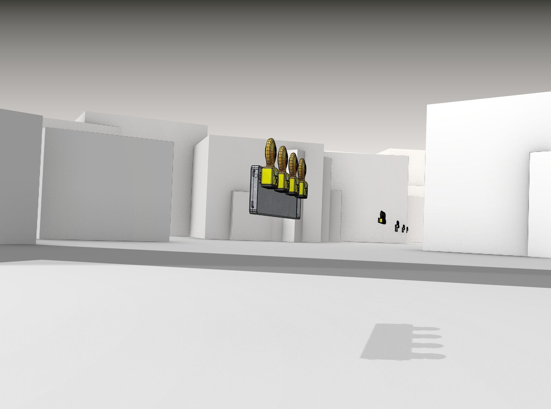 Construction Barrier 4 with warning lights 600-33 250x1200mm Low-poly 3D model_15