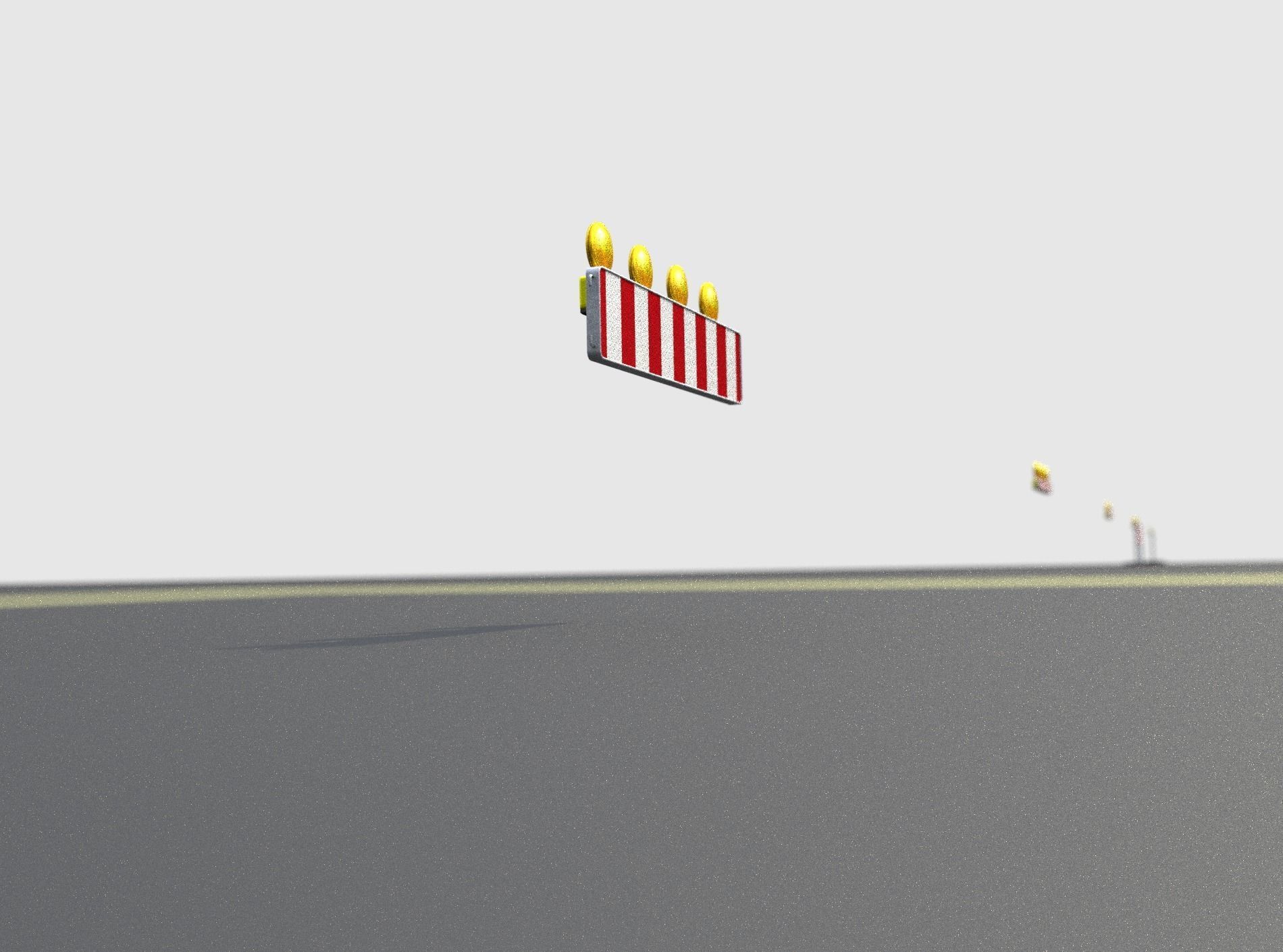 Construction Barrier 4 with warning lights 600-33 250x1200mm Low-poly 3D model_38