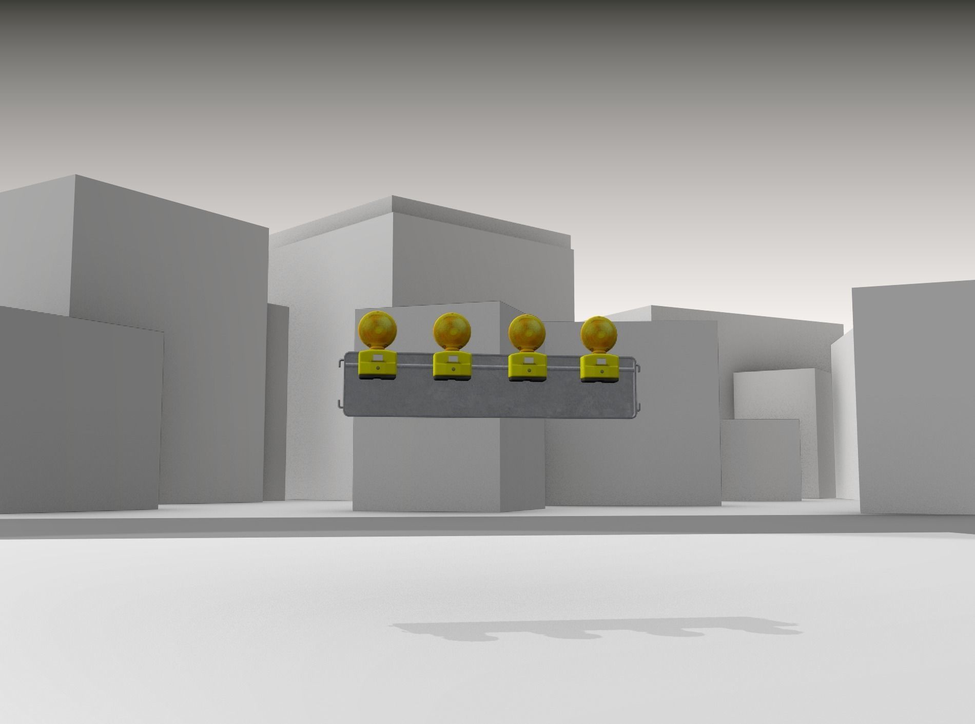 Construction Barrier 4 with warning lights 600-33 250x1200mm Low-poly 3D model_25