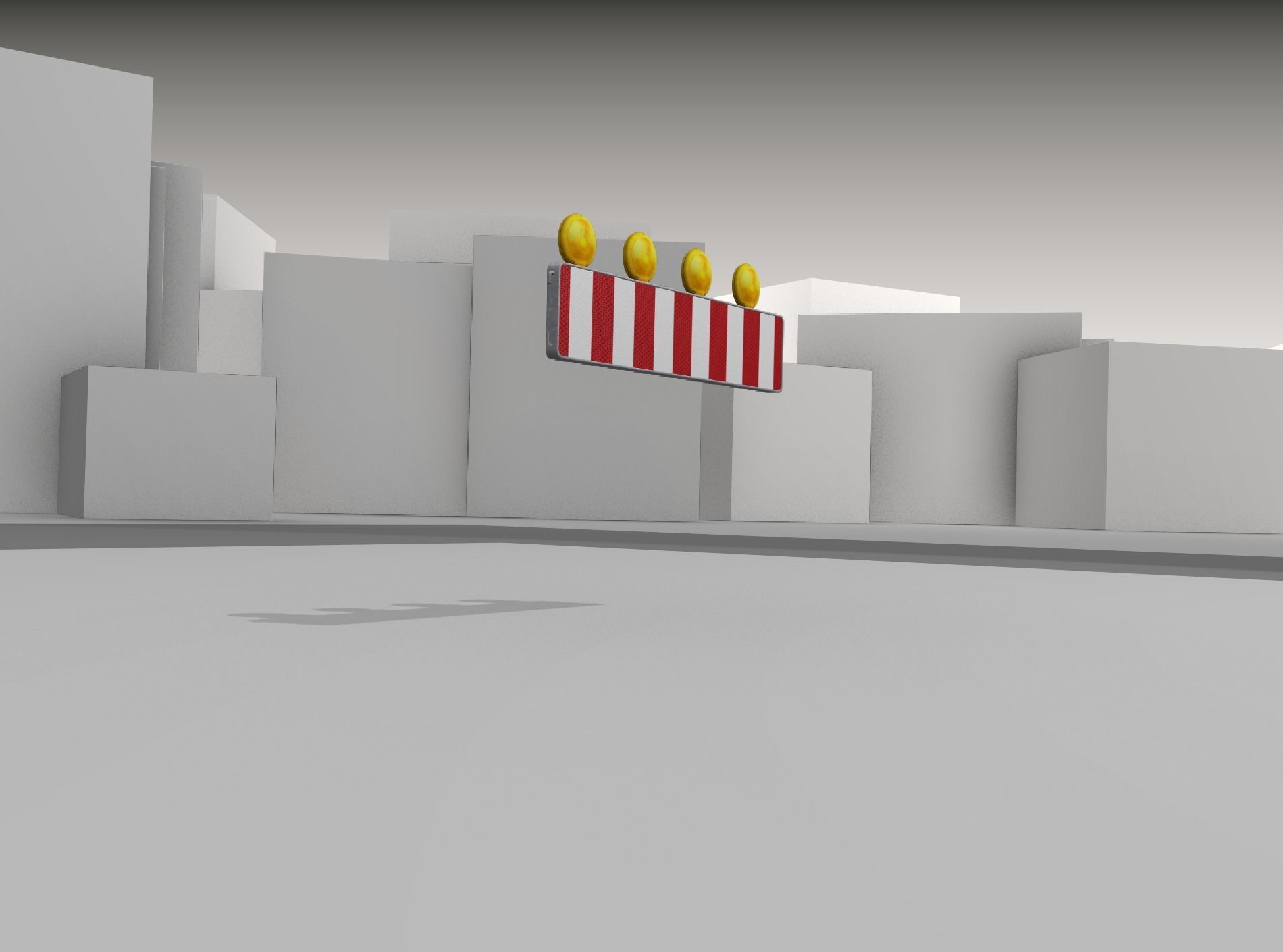 Construction Barrier 4 with warning lights 600-33 250x1200mm Low-poly 3D model_41