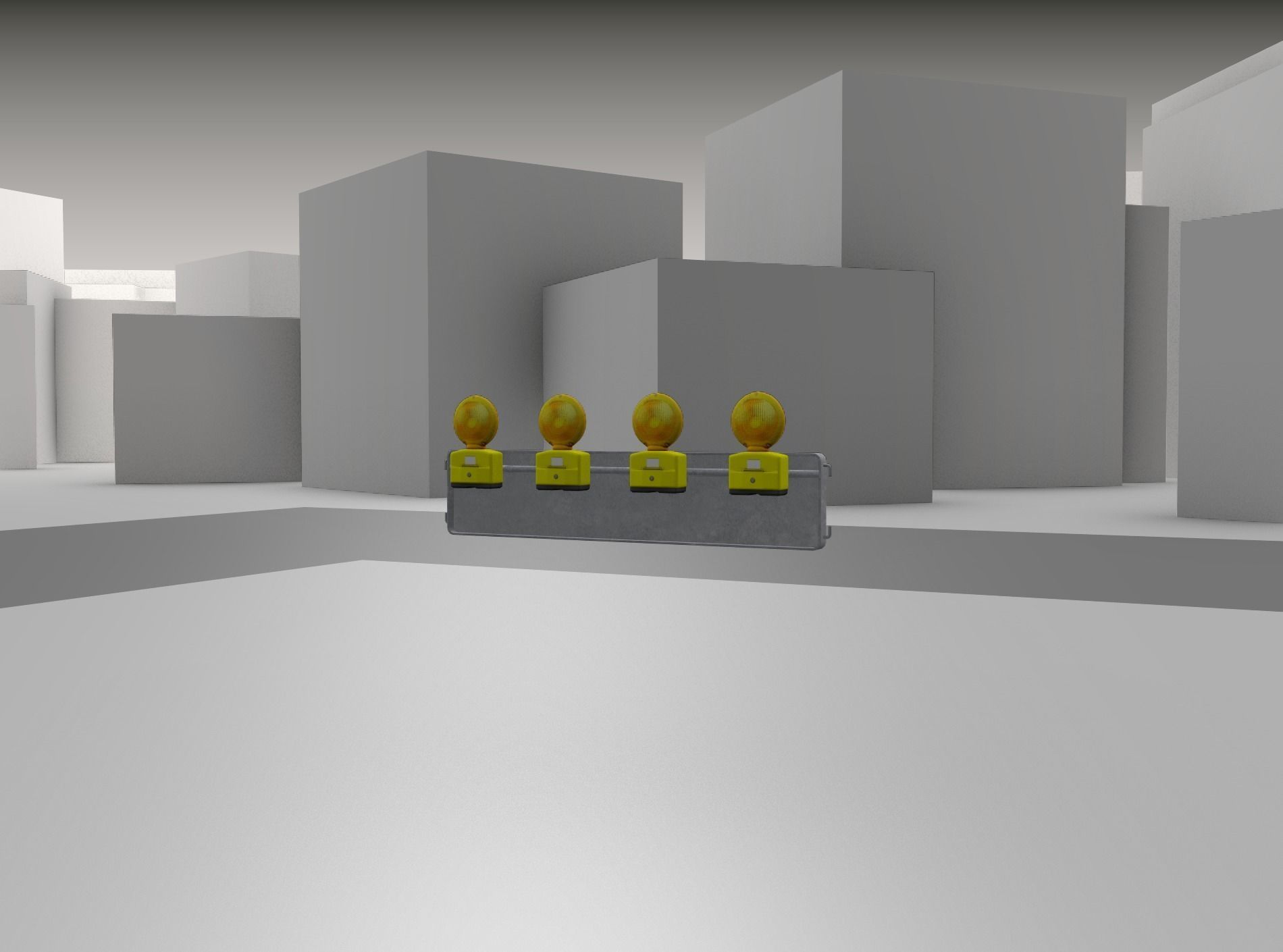 Construction Barrier 4 with warning lights 600-33 250x1200mm Low-poly 3D model_29