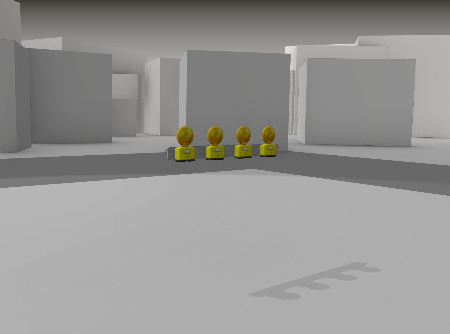 Construction Barrier 4 with warning lights 600-31 100x1200mm Low-poly 3D model_20