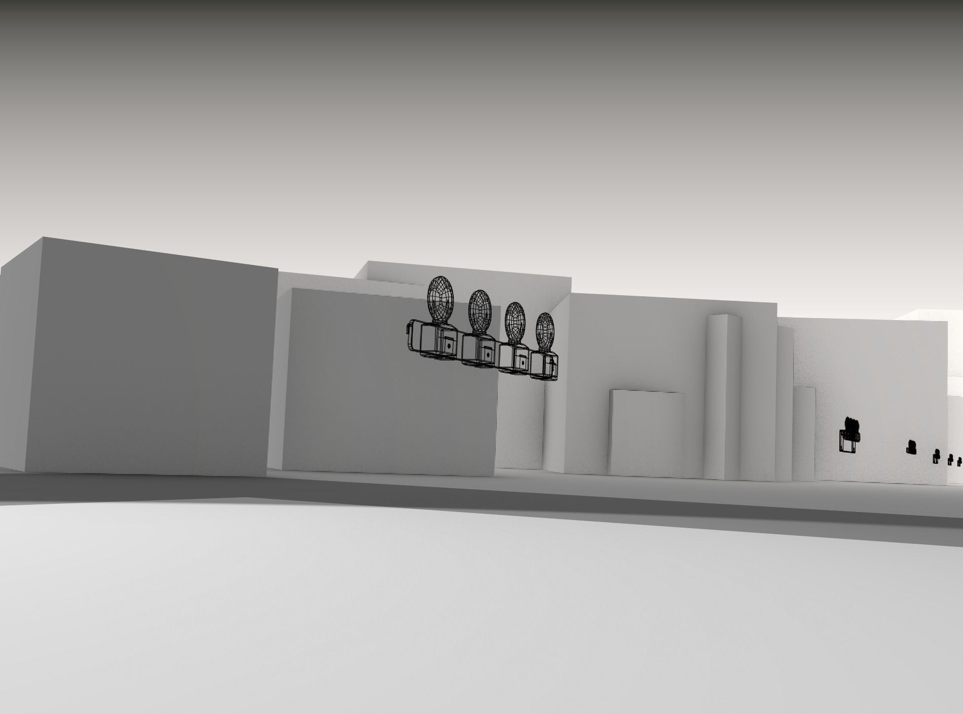 Construction Barrier 4 with warning lights 600-31 100x1200mm Low-poly 3D model_16
