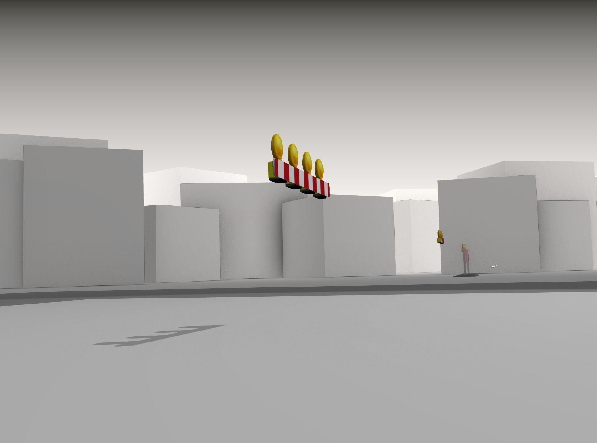 Construction Barrier 4 with warning lights 600-31 100x1200mm Low-poly 3D model_36