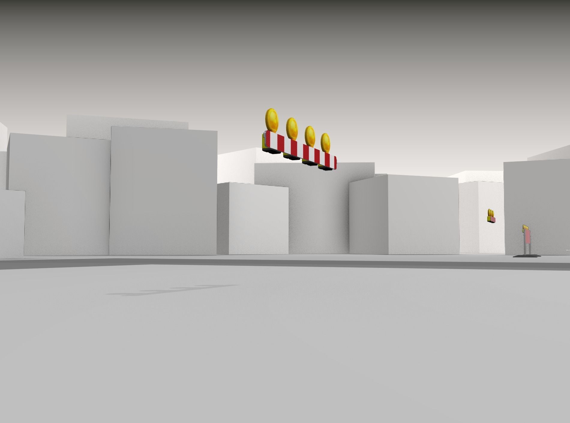 Construction Barrier 4 with warning lights 600-31 100x1200mm Low-poly 3D model_38