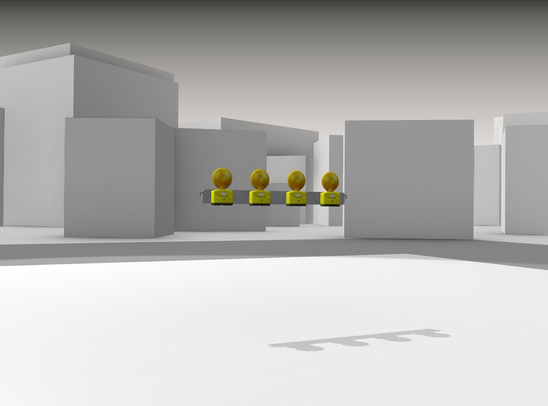 Construction Barrier 4 with warning lights 600-31 100x1200mm Low-poly 3D model_22