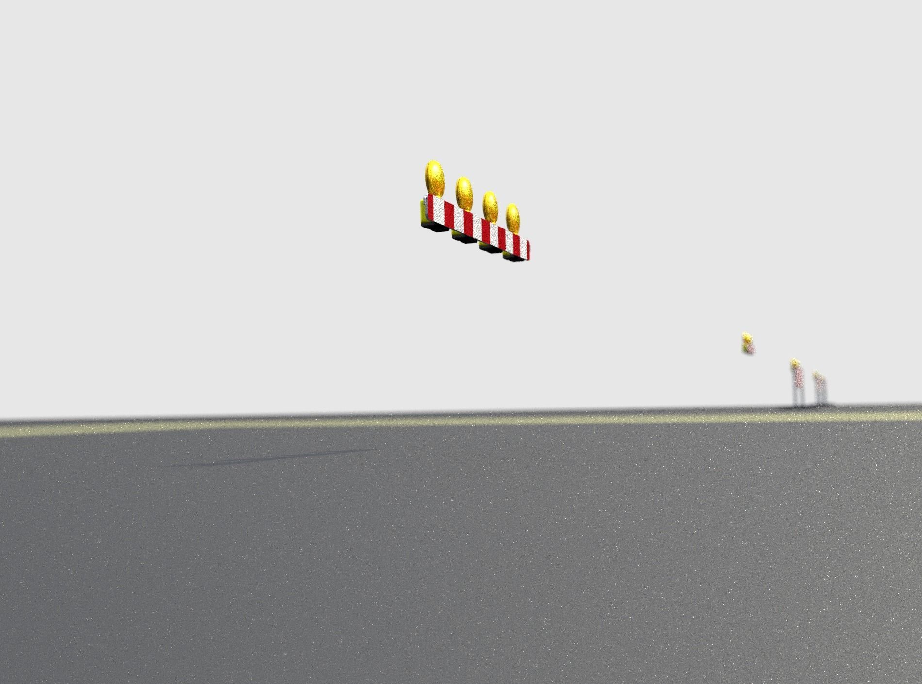 Construction Barrier 4 with warning lights 600-31 100x1200mm Low-poly 3D model_37