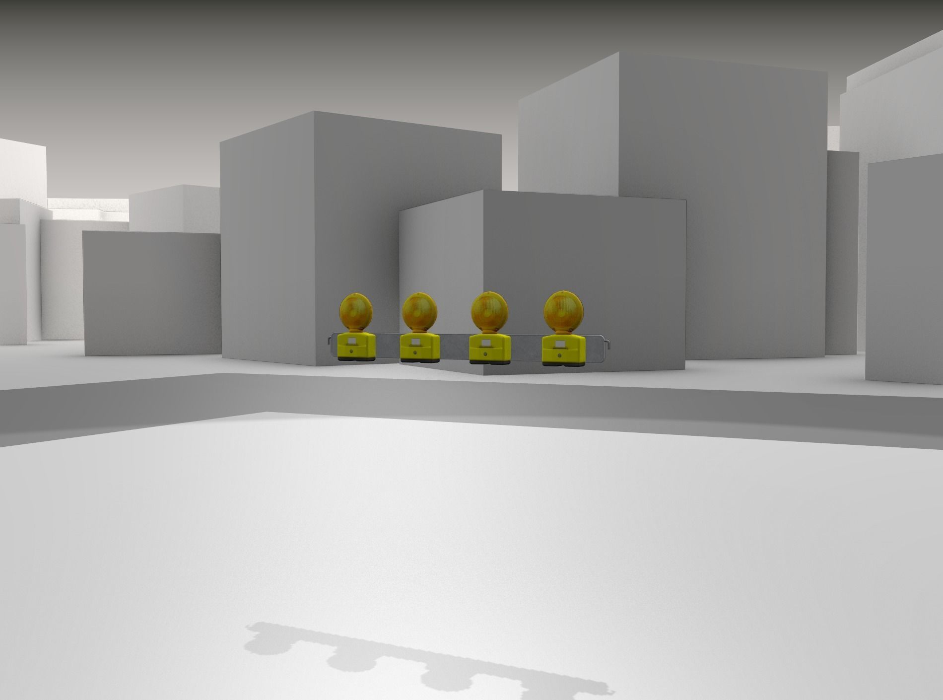 Construction Barrier 4 with warning lights 600-31 100x1200mm Low-poly 3D model_28